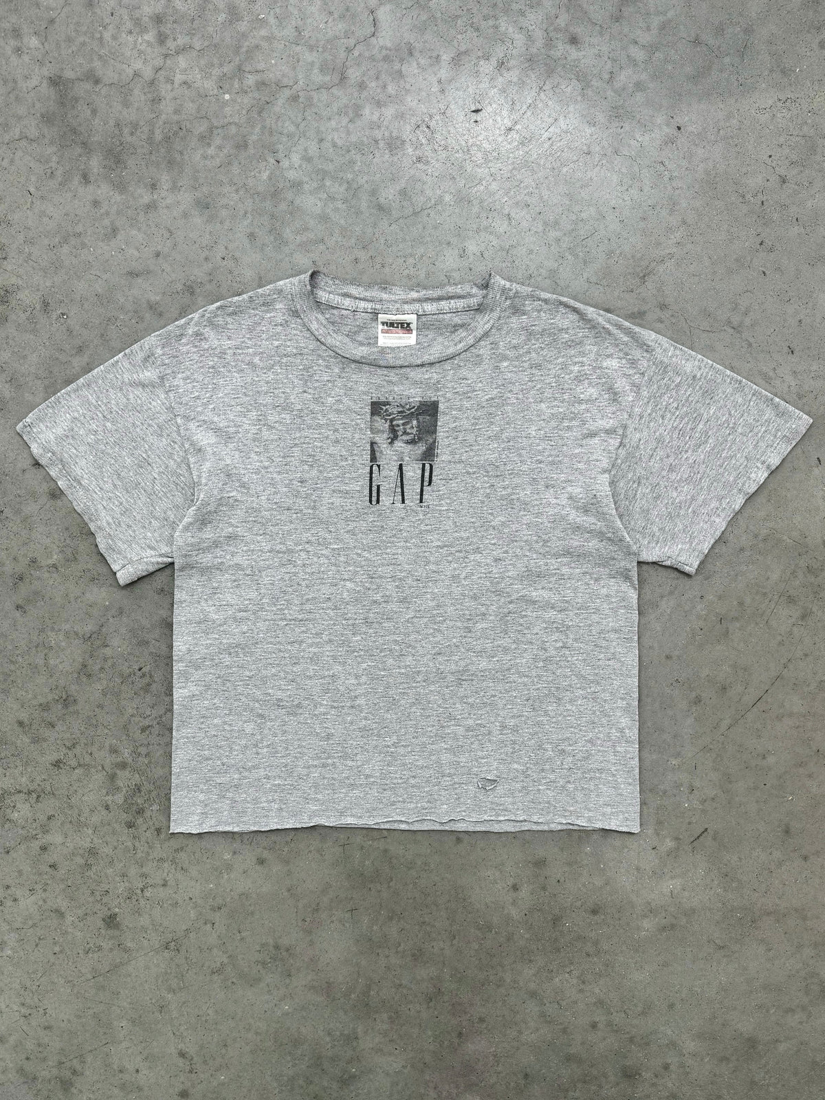 DISTRESSED & FADED HEATHER GREY "BRIDGE THE GAP" TEE - 1990S
