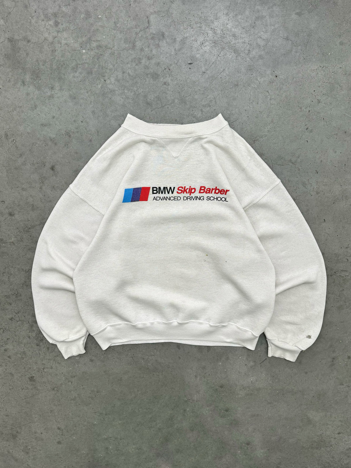 FADED BONE WHITE "BMW" CREWNECK - 1980S
