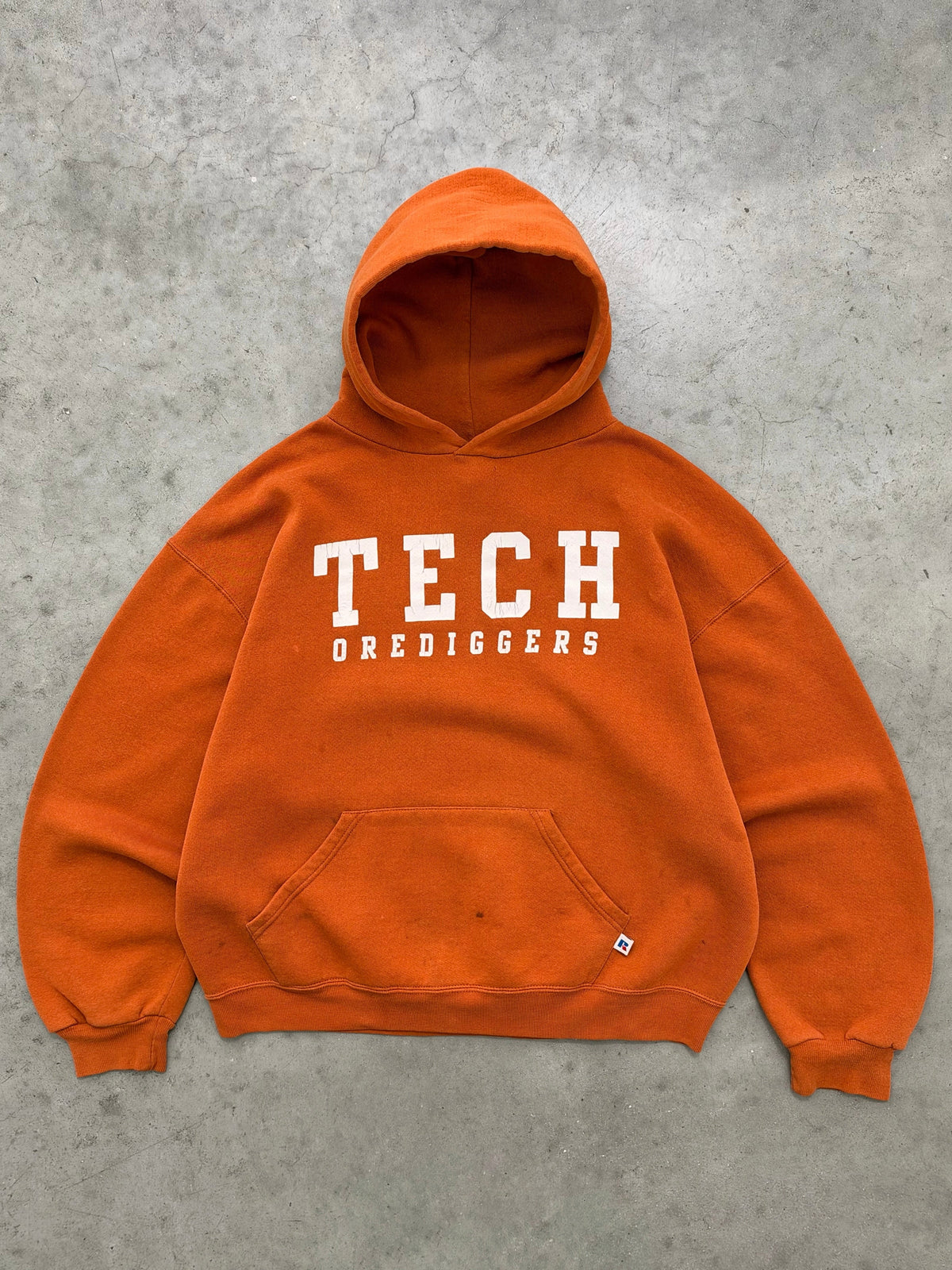 FADED ORANGE "TECH" RUSSELL HOODIE - 1990S