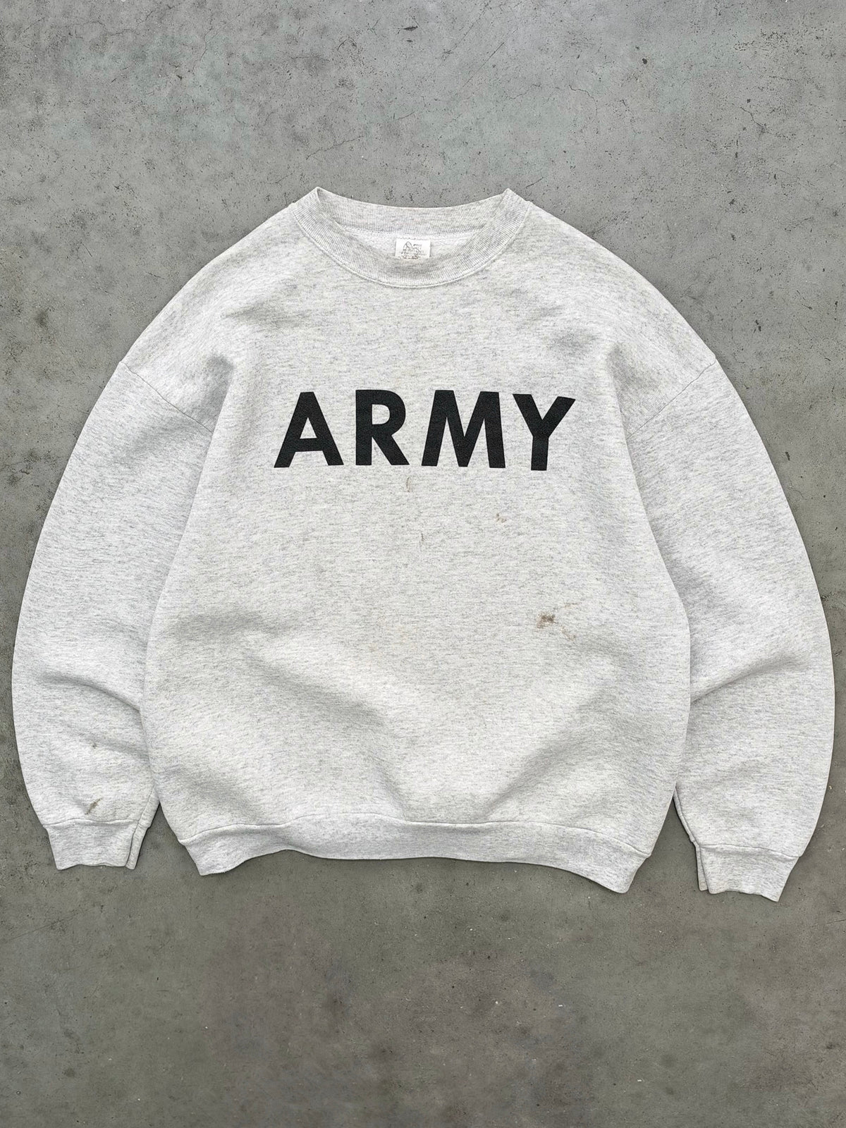 FADED HEATHER GREY "ARMY" CREWNECK - 1980S