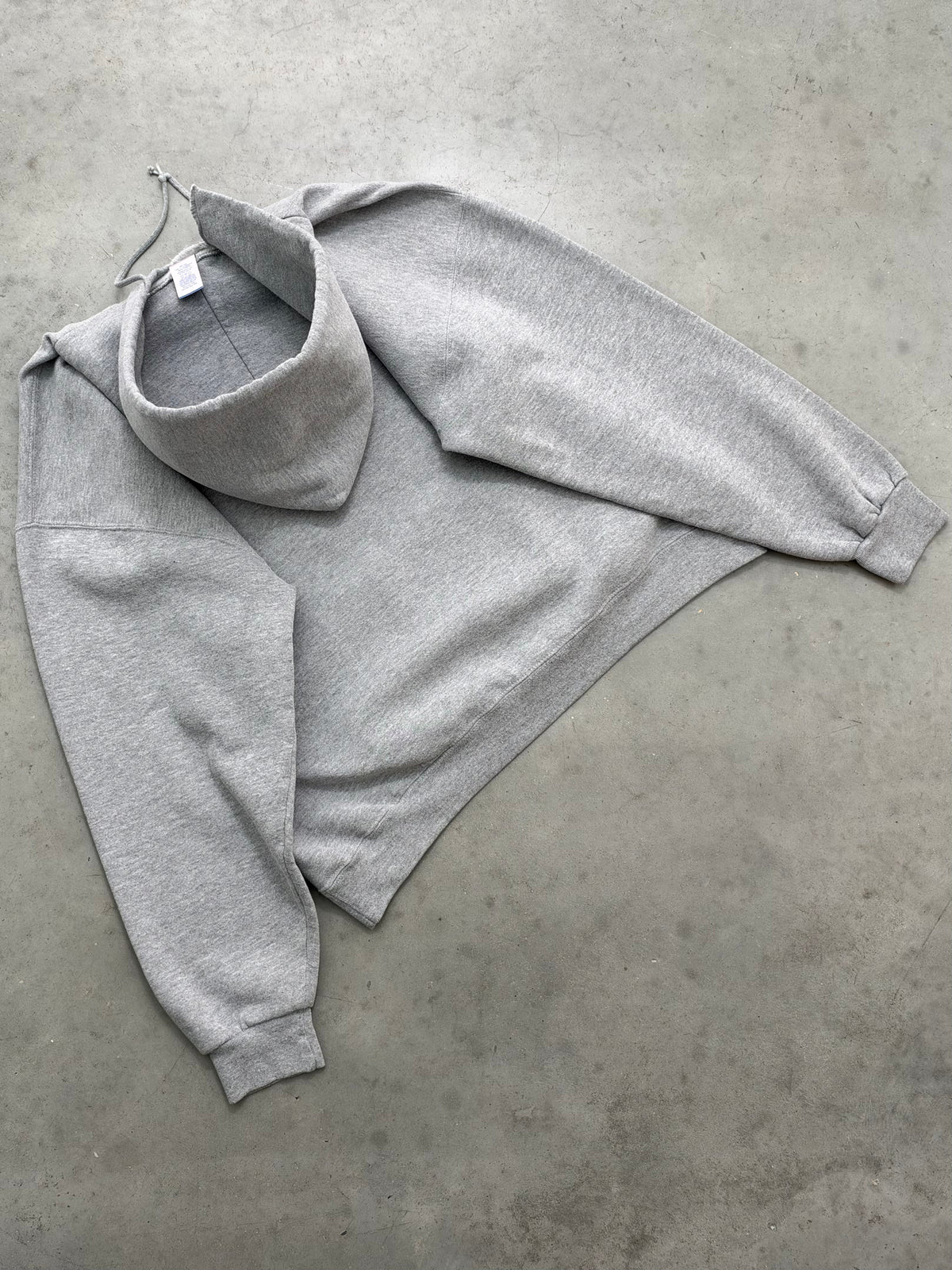 DISTRESSED FADED HEATHER GREY RUSSELL HOODIE - 1990S