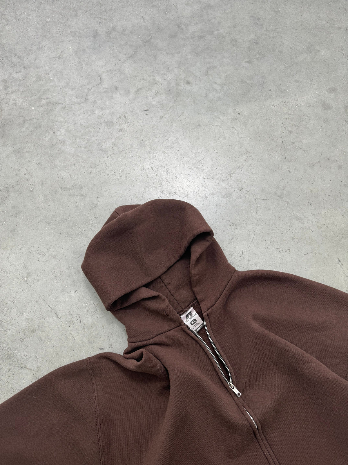 FADED MOCHA BROWN ZIP UP HOODIE - 2000S