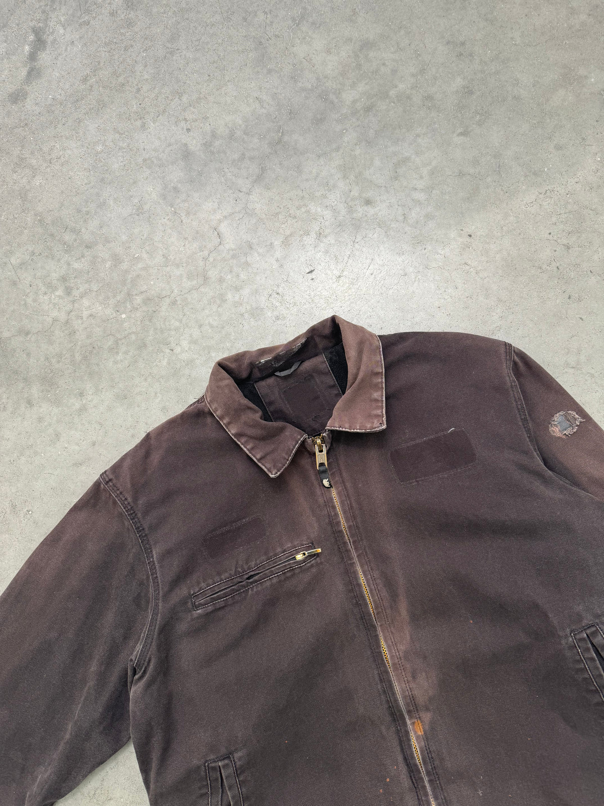 DISTRESSED & SUN FADED BROWN MECHANIC JACKET - 1980S