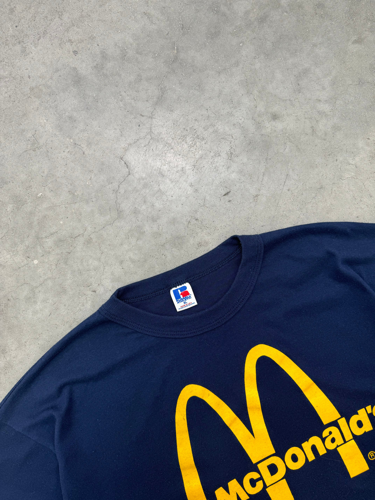FADED DEEP BLUE "MCDONALDS" RUSSELL TEE - 1980S