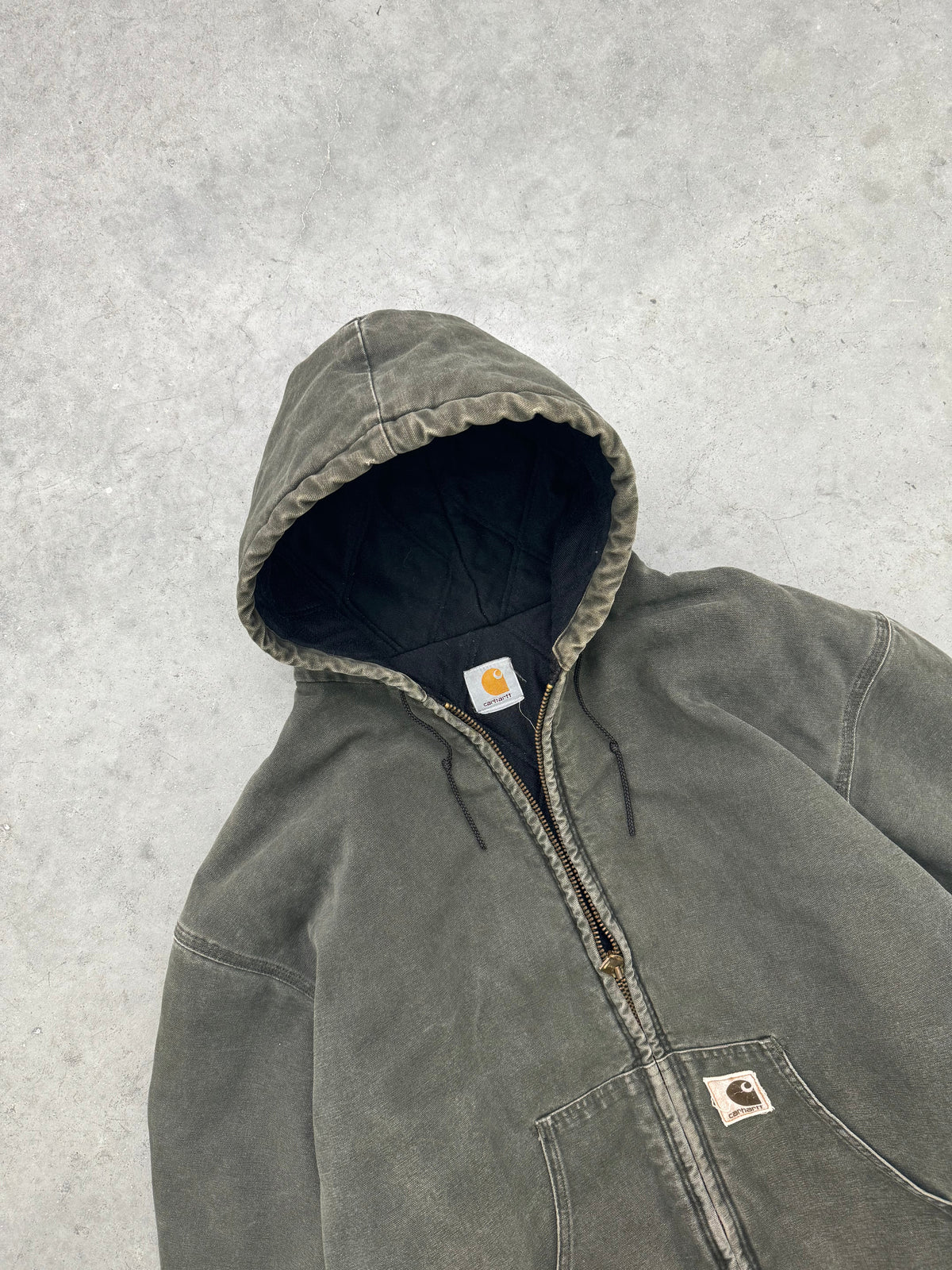 FADED OLIVE GREEN CARHARTT ACTIVE JACKET - 1990S