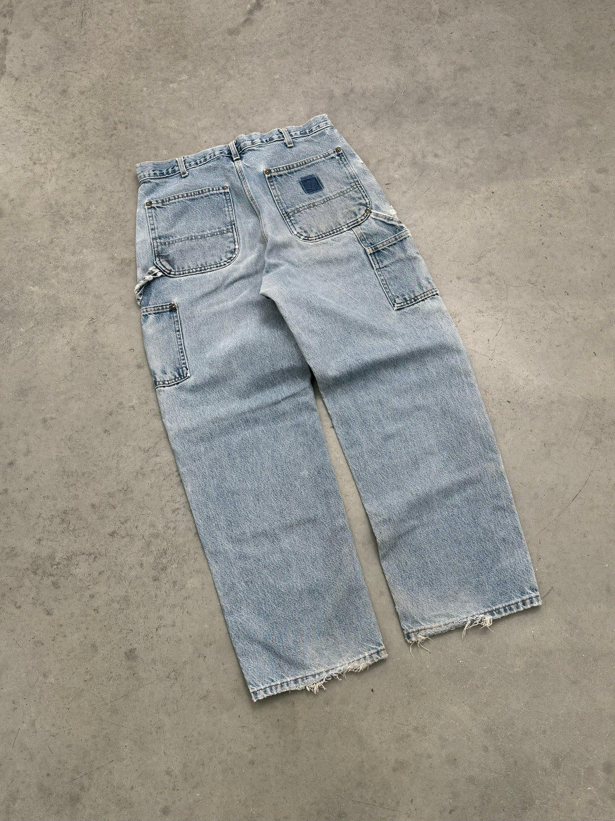 FADED LIGHT WASH DENIM CARHARTT DOUBLE KNEES - 1990S