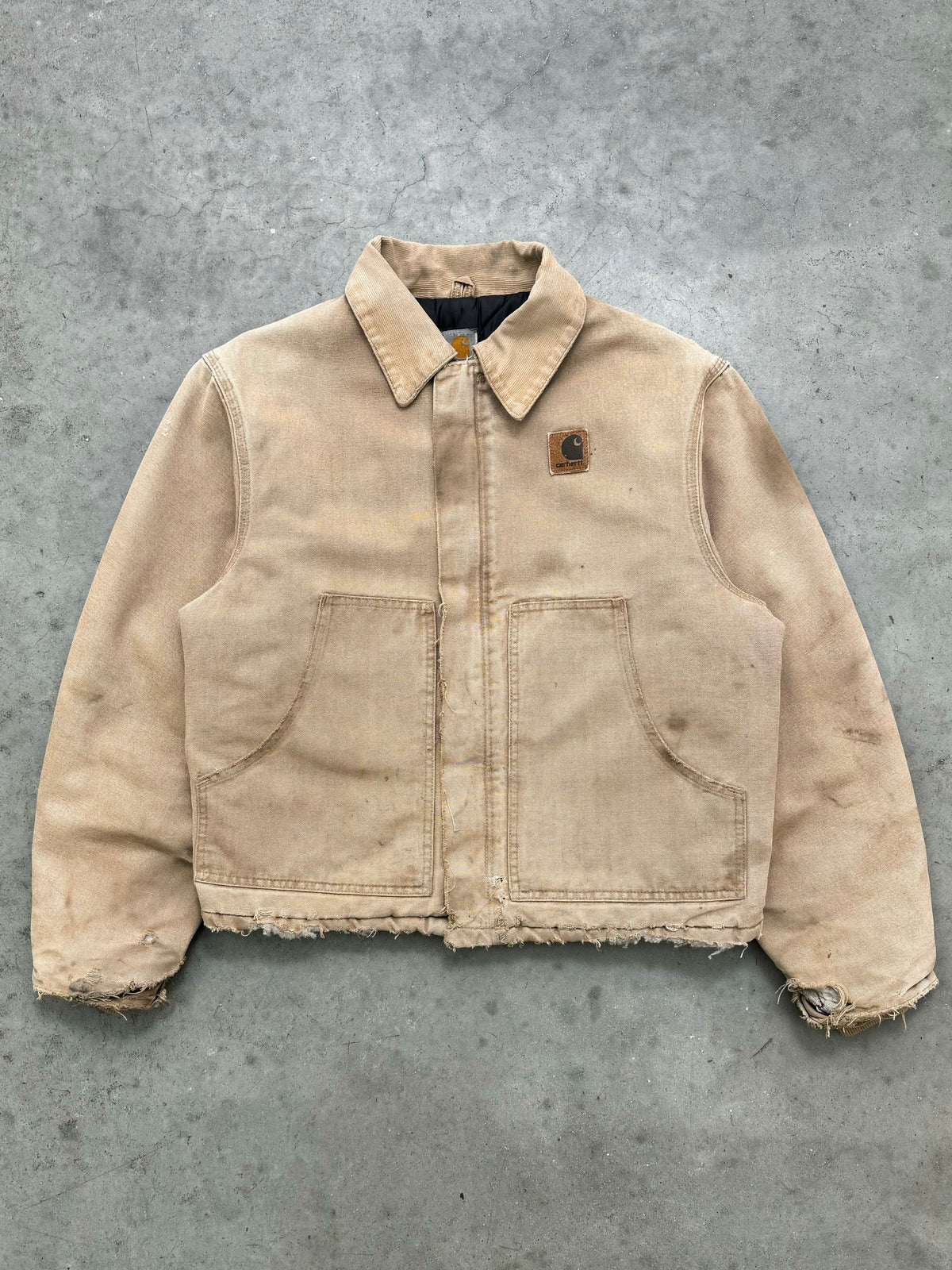FADED BEIGE & DISTRESSED CARHARTT ARCTIC JACKET - 1990S
