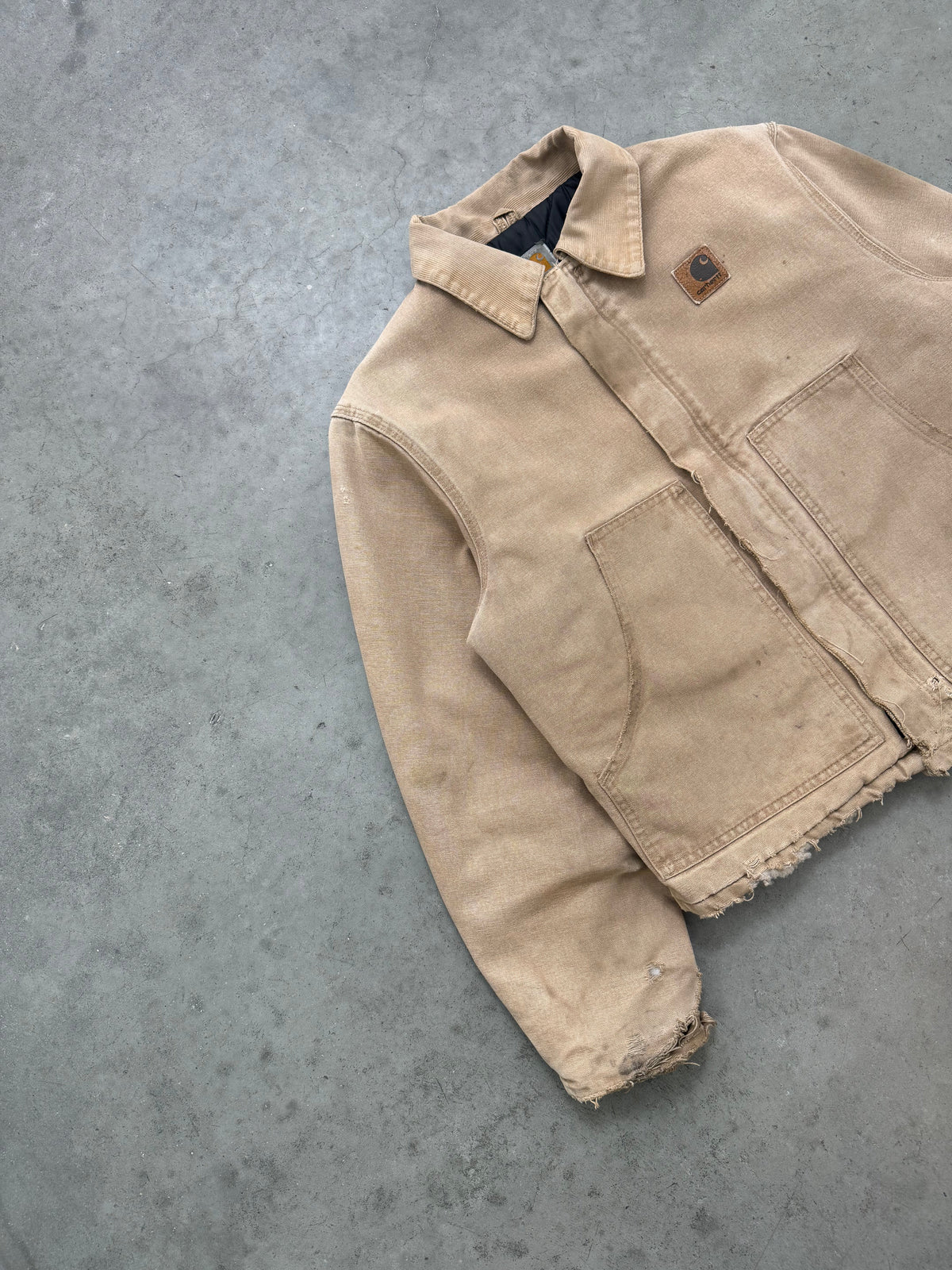 FADED BEIGE & DISTRESSED CARHARTT ARCTIC JACKET - 1990S