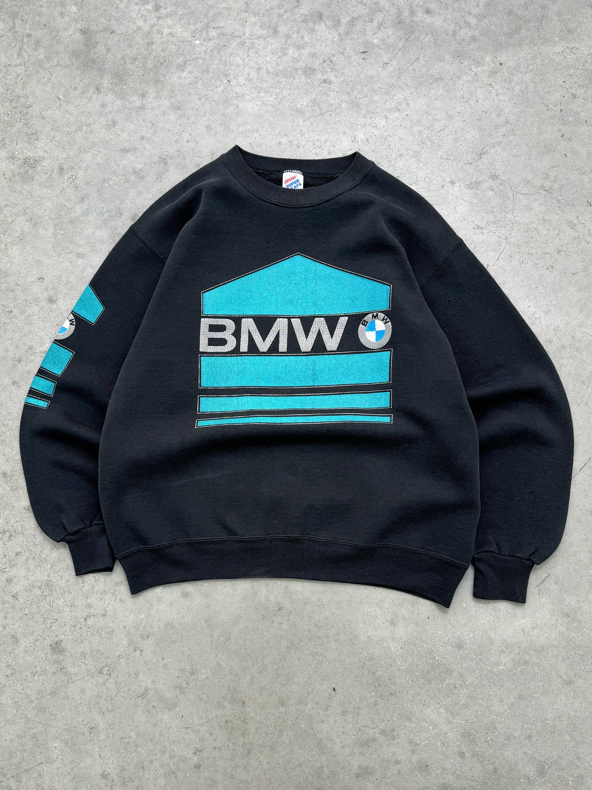 FADED BLACK BMW CREWNECK - 1980S