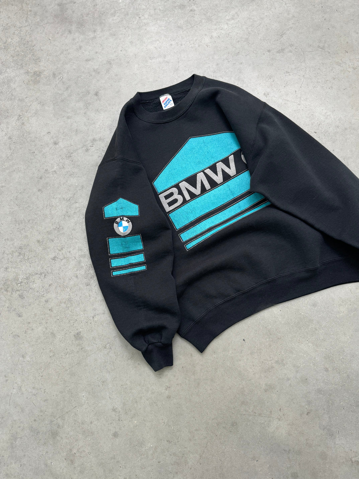 FADED BLACK BMW CREWNECK - 1980S