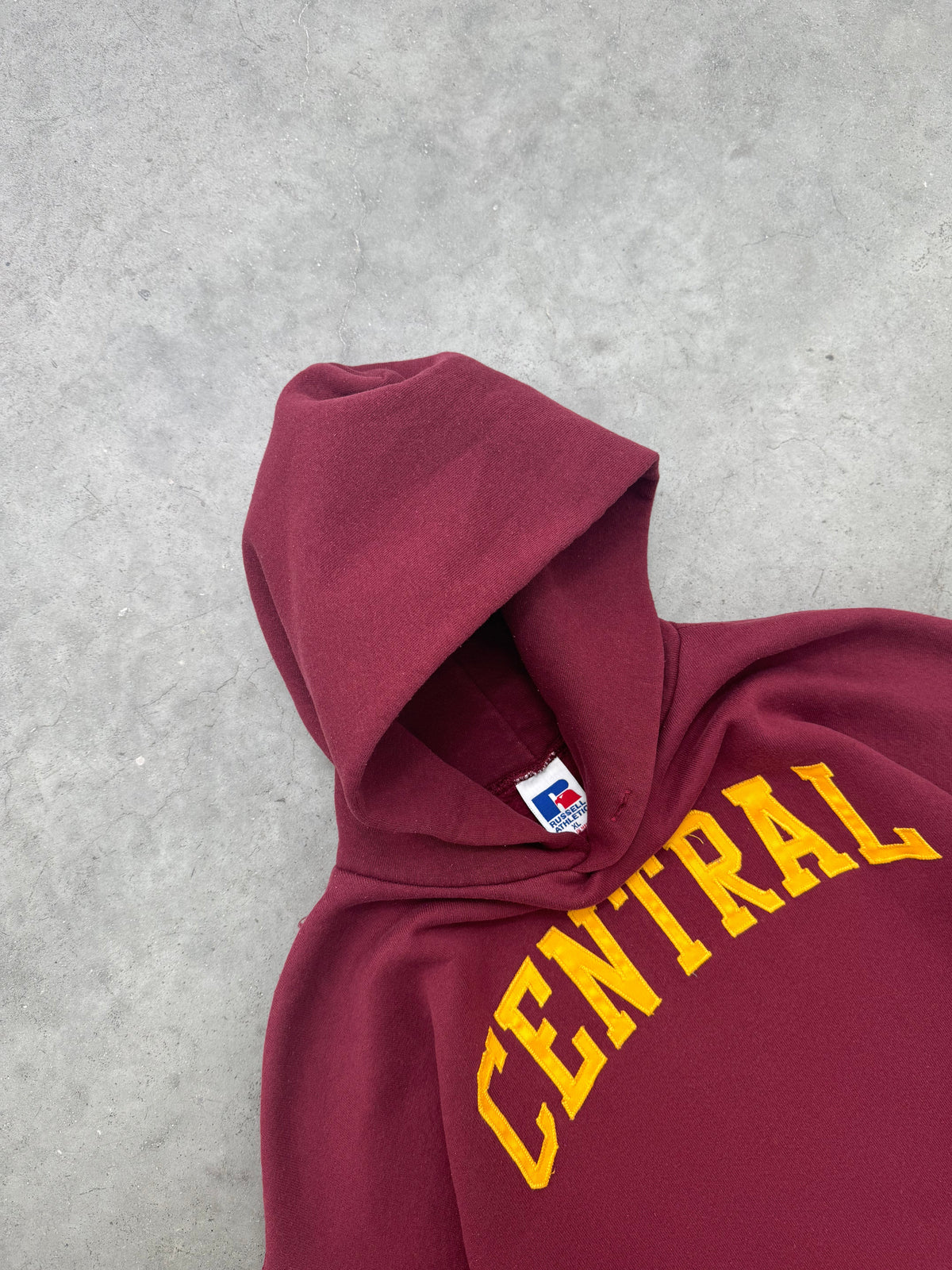 FADED MAROON "CENTRAL" RUSSELL HOODIE - 1990S