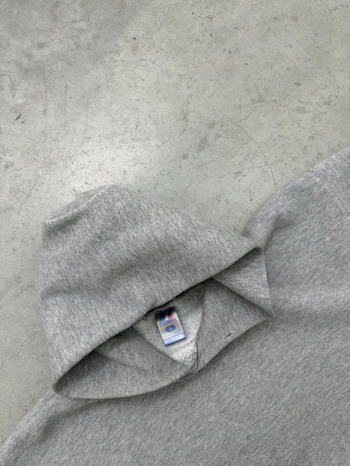 FADED HEATHER GREY RUSSELL HOODIE - 1990S