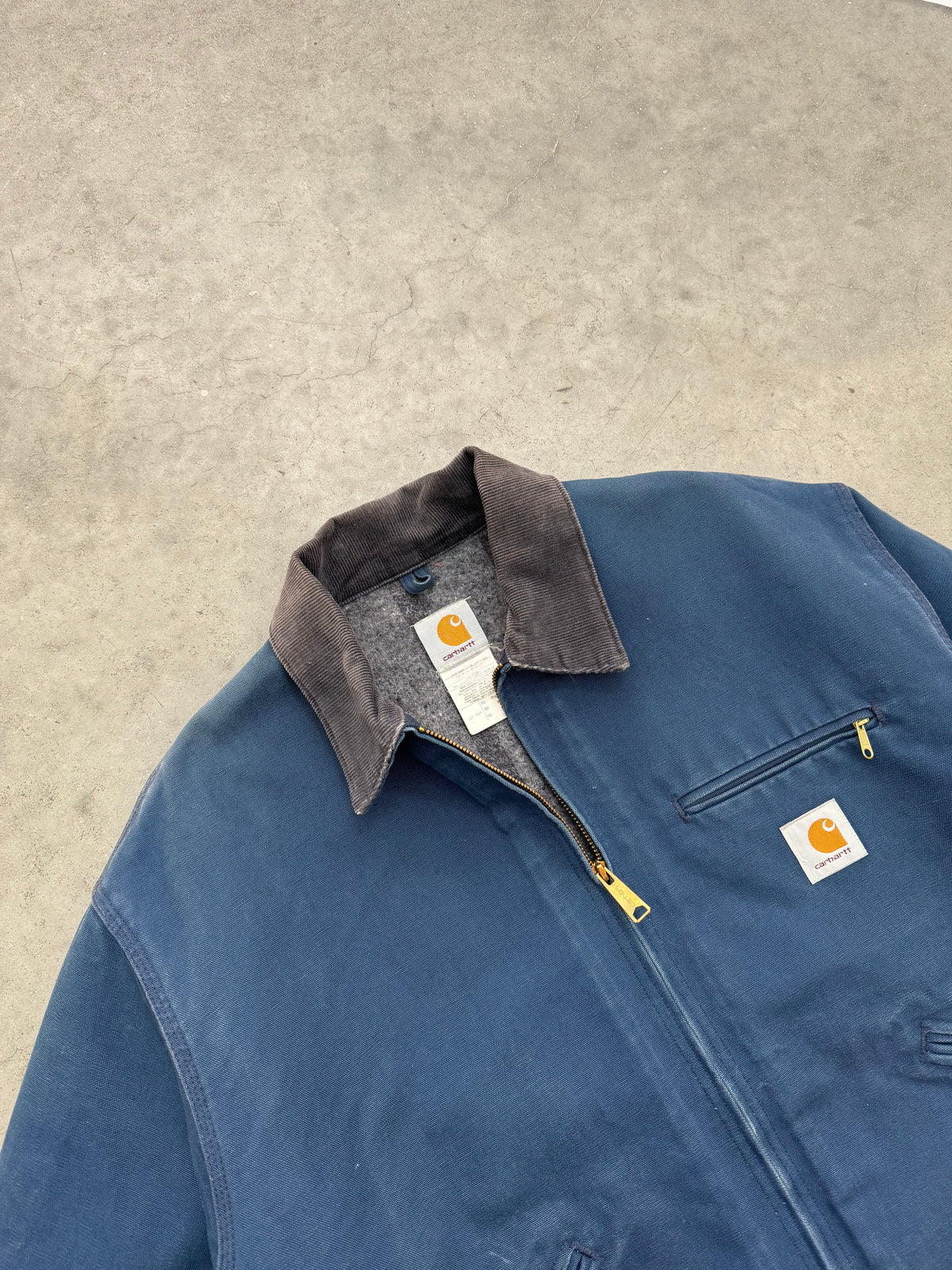 FADED BLUE CARHARTT BLANKET LINED DETROIT JACKET - 1990S
