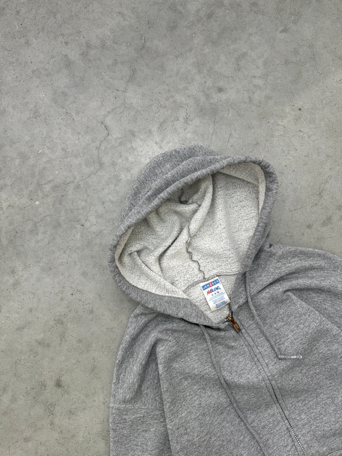 FADED HEATHER GREY ZIP UP HOODIE - 2000S