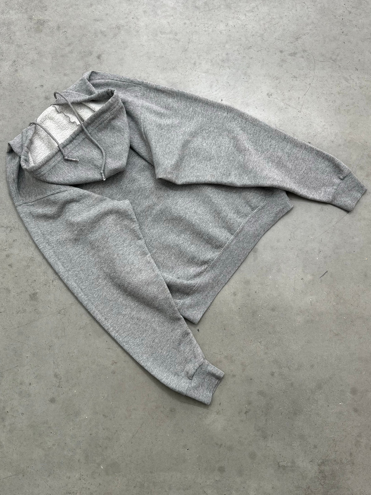 FADED HEATHER GREY ZIP UP HOODIE - 2000S