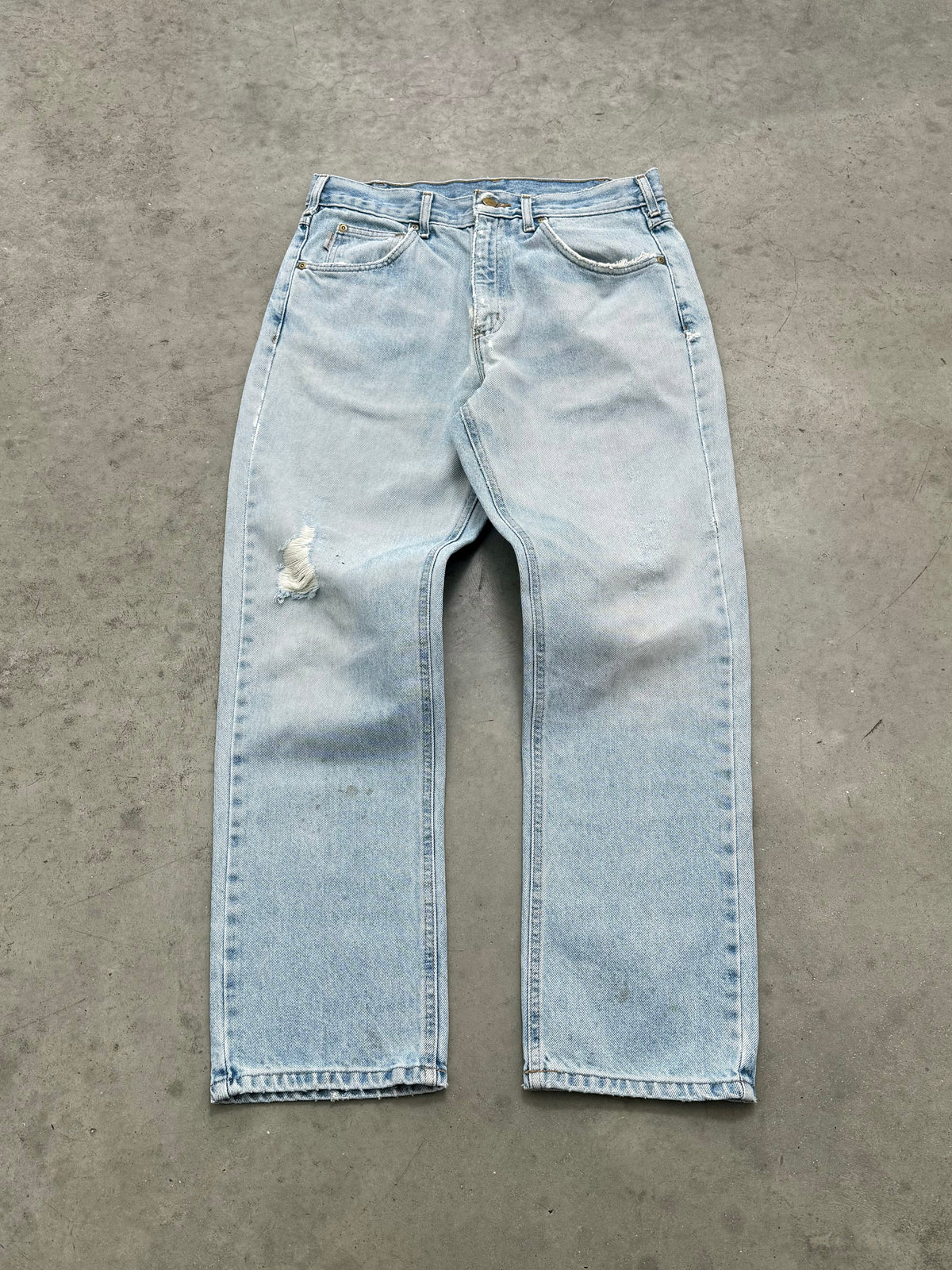 DISTRESSED & FADED LIGHT BLUE CARHARTT JEANS - 1990S