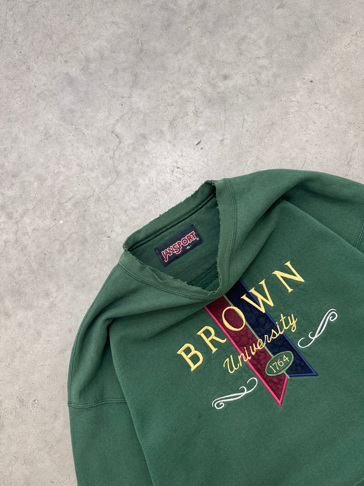 FADED PINE GREEN "BROWN UNIVERSITY" CREWNECK - 1990S