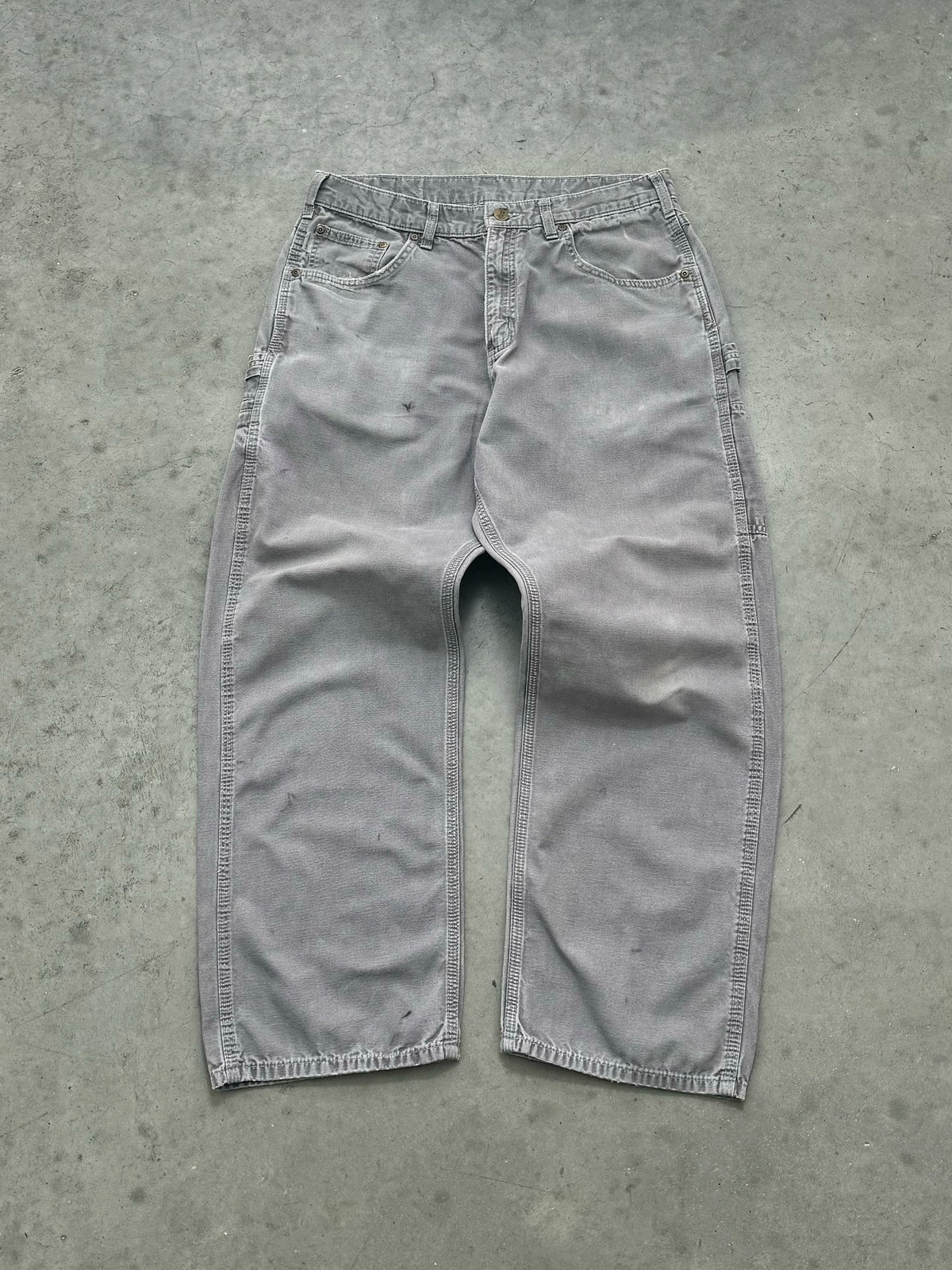 FADED SLATE GREY CARHARTT CARPENTER PANTS - 1990S