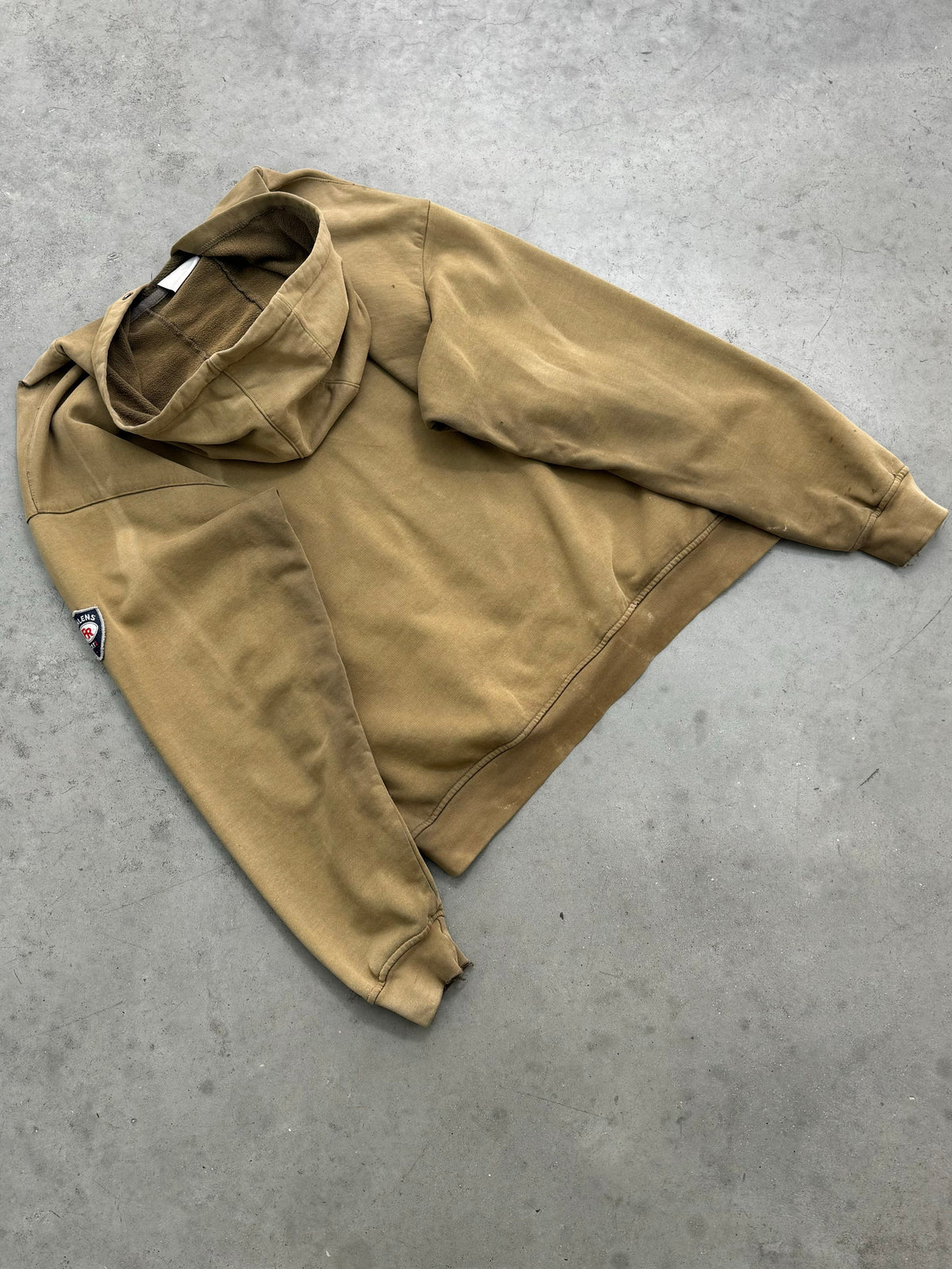 SUN FADED OLIVE DISTRESSED ZIP UP HOODIE - 2000S