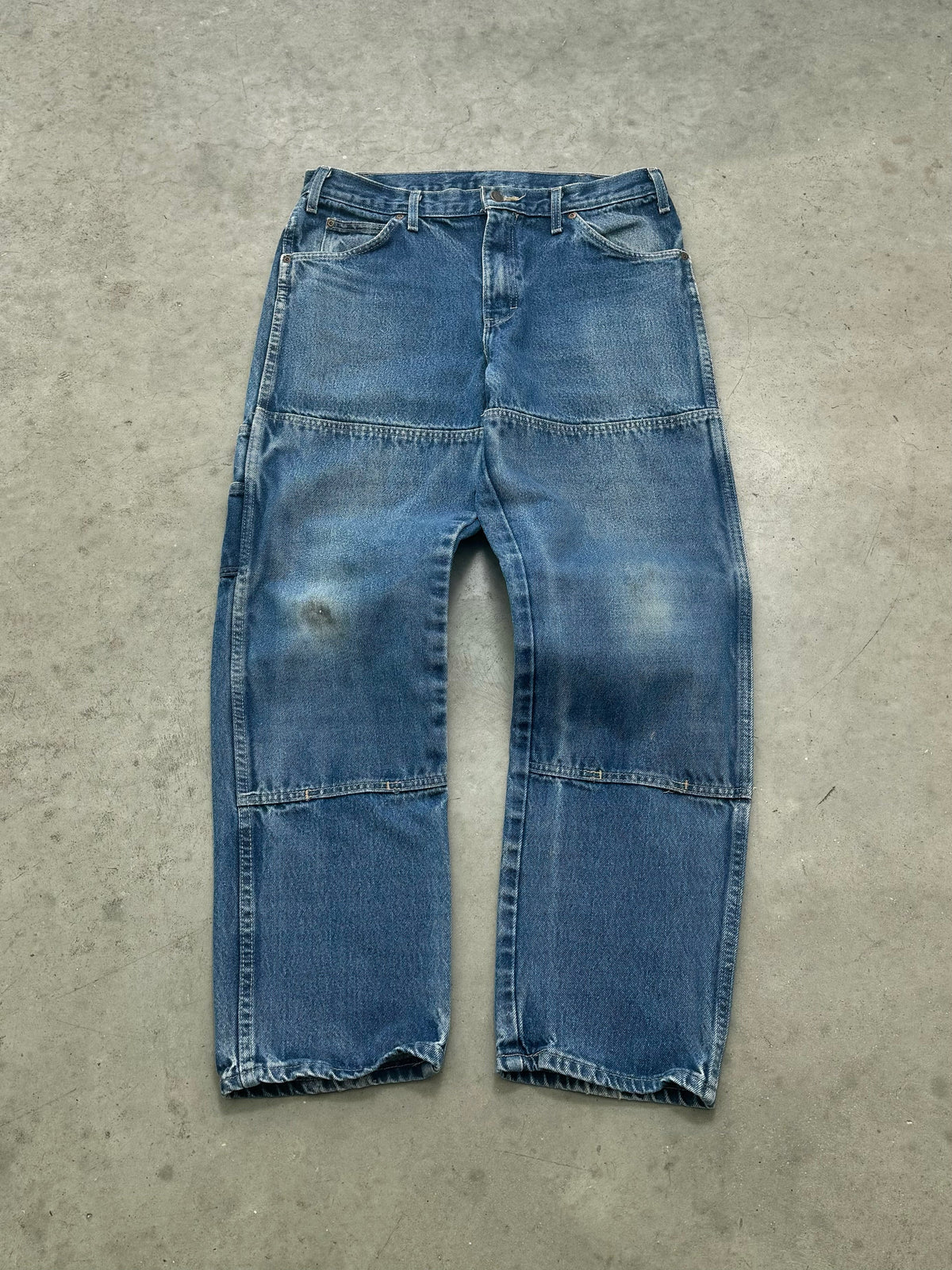 FADED BLUE DICKIES DOUBLE KNEE JEANS - 1990S