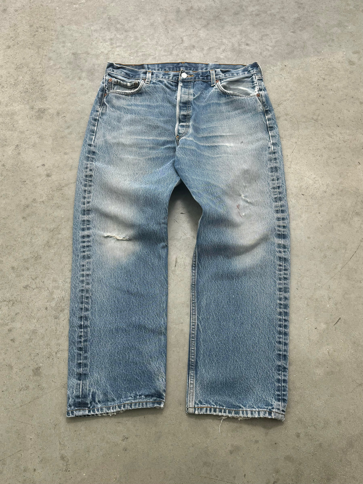 FADED BLU LEVIS 501 BUTTON FLY JEANS - 2000S