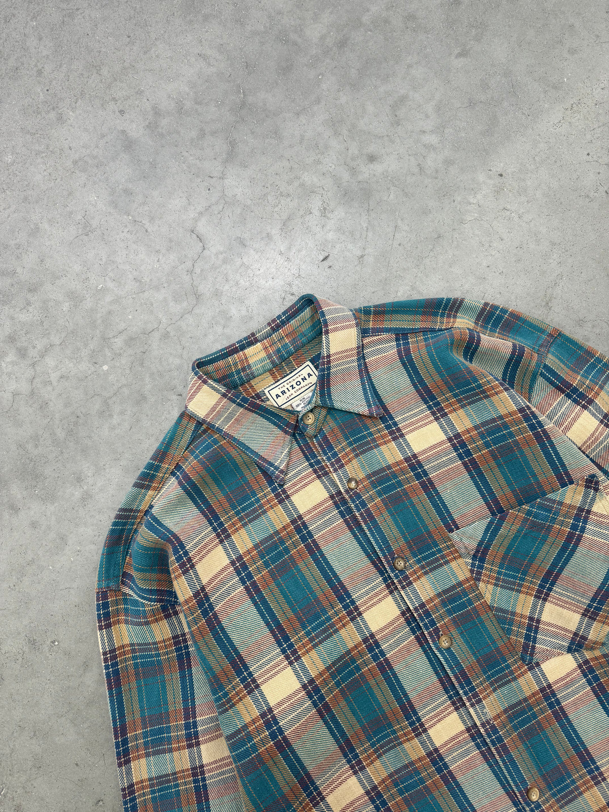 FADED GREEN PLAID OVERSHIRT FLANNEL - 1990S