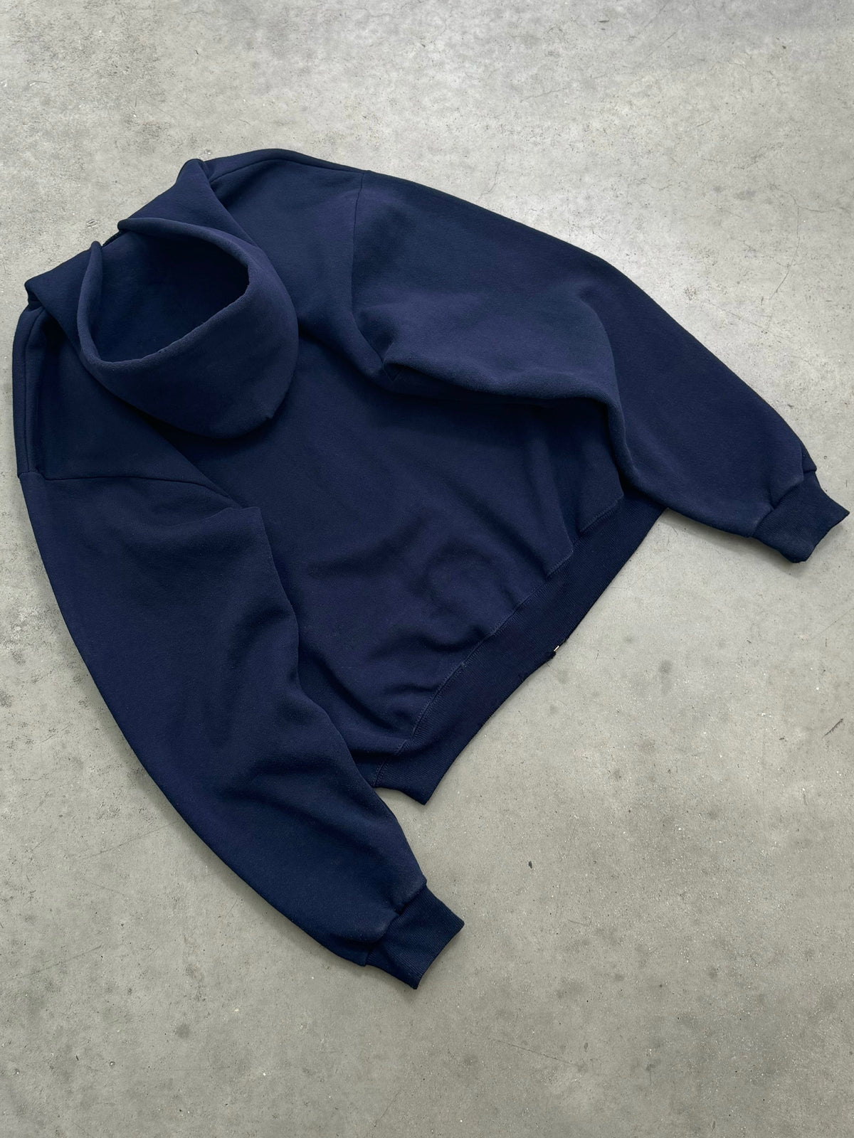 FADED NAVY BLUE ZIP UP HOODIE - 1990S