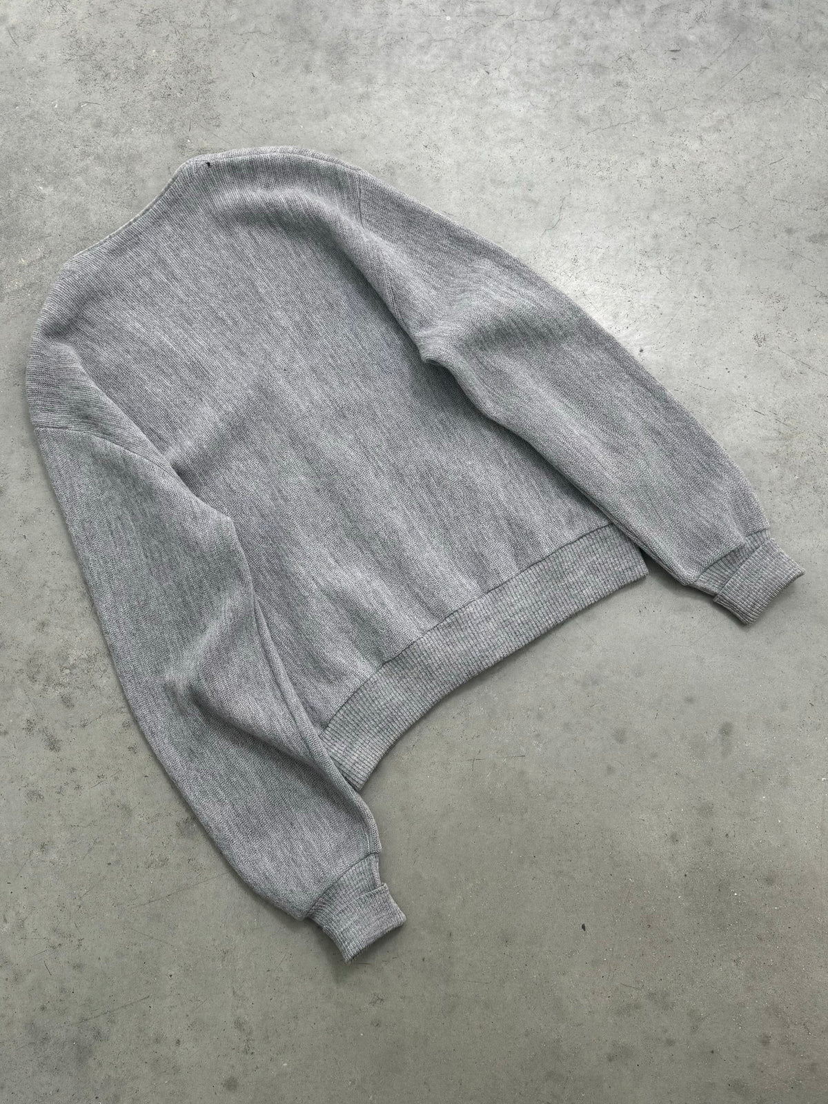 FADED HEATHER GREY VIRGIN WOOL CARDIGAN - 1970S