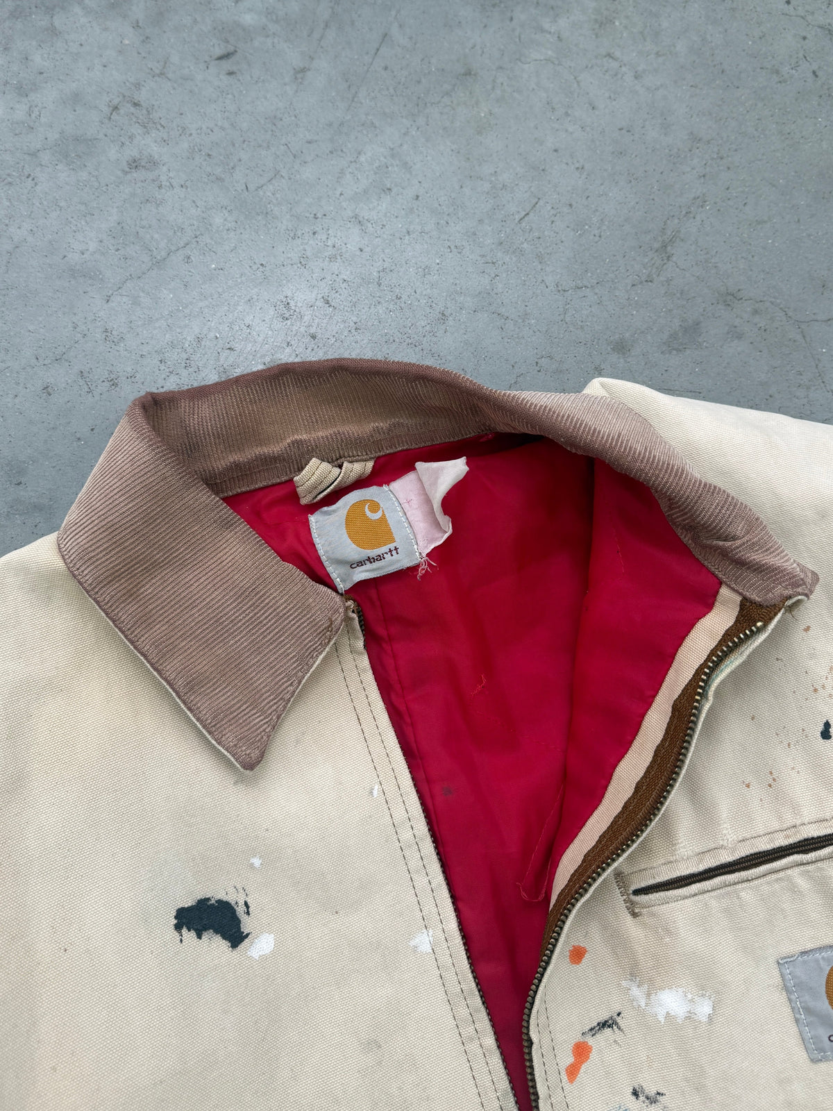 FADED BEIGE PAINTERS CARHARTT DETROIT JACKET - 1990S