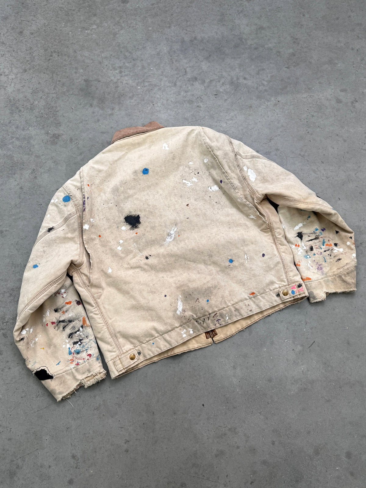 FADED BEIGE PAINTERS CARHARTT DETROIT JACKET - 1990S