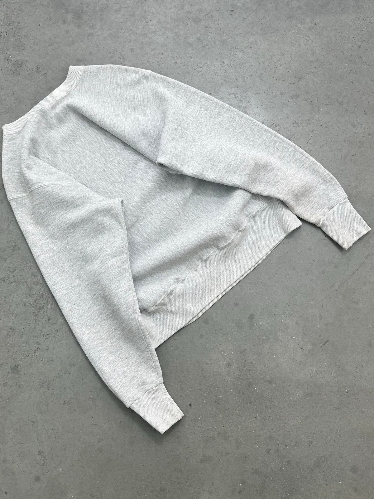 FADED HEATHER GREY "HARVARD SWIMMING" REVERSE WEAVE CREWNECK - 1980S