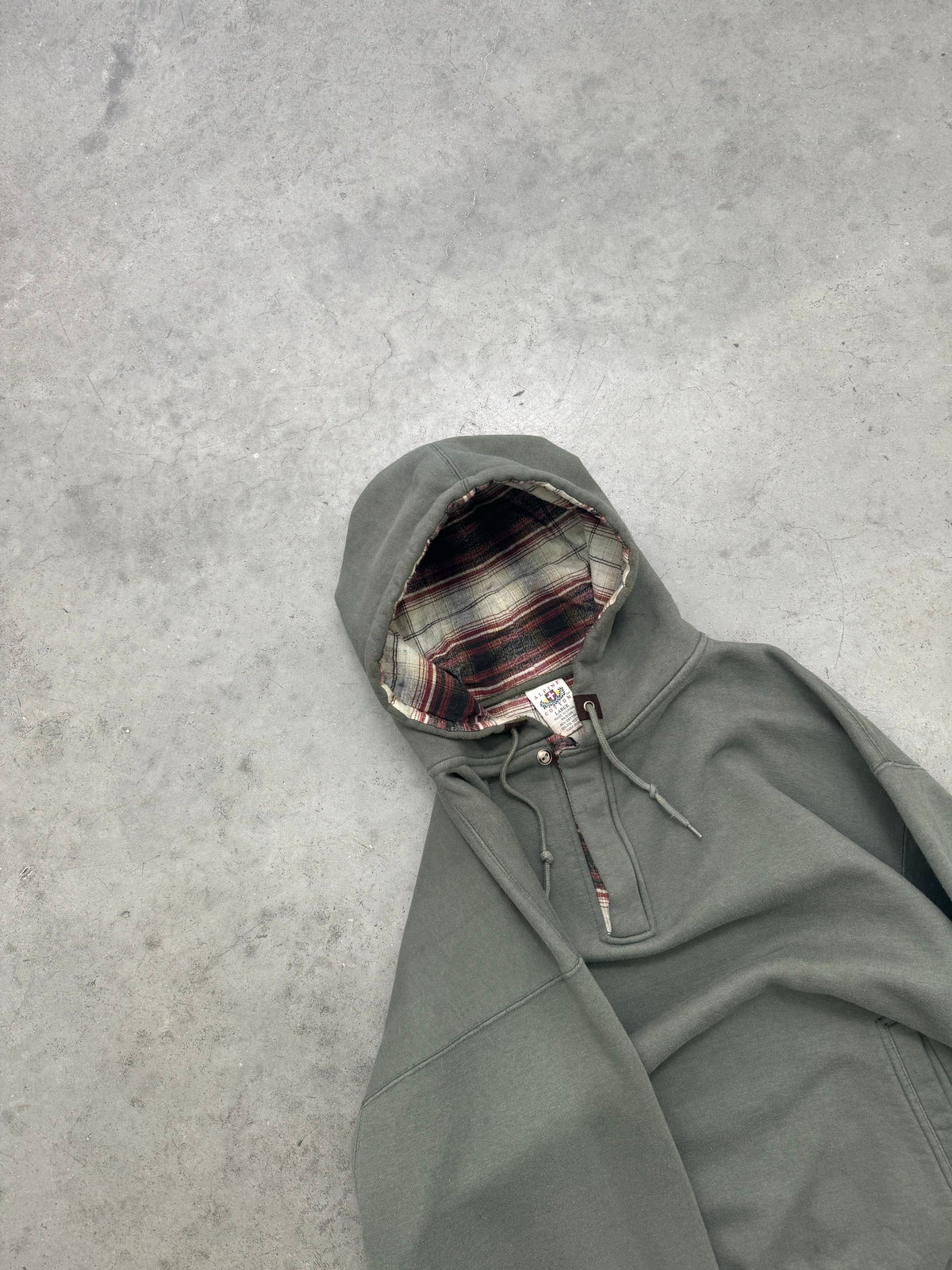 FADED SAGE GREEN FLANNEL LINED HOODIE - 1990S