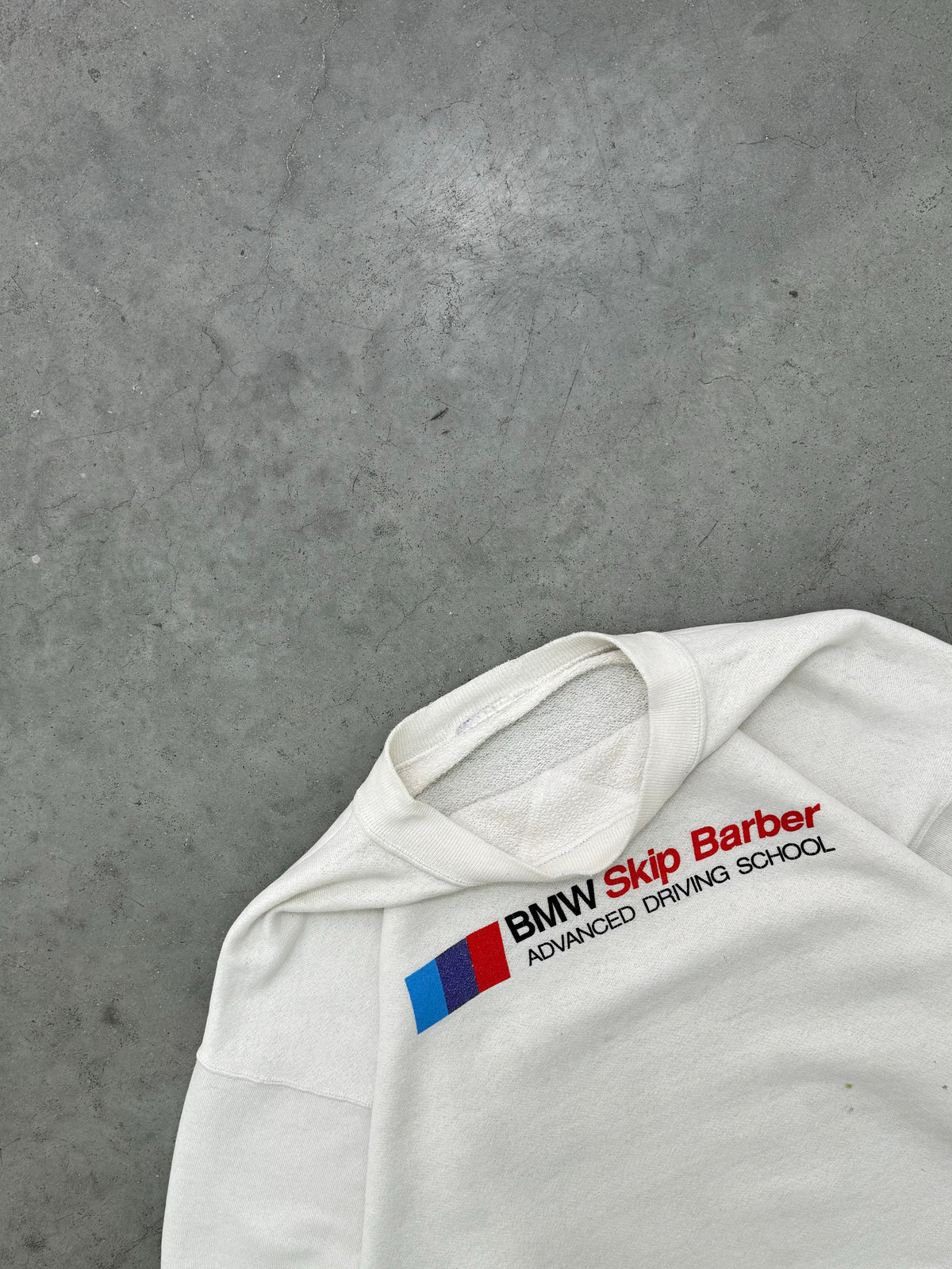 FADED BONE WHITE "BMW" CREWNECK - 1980S