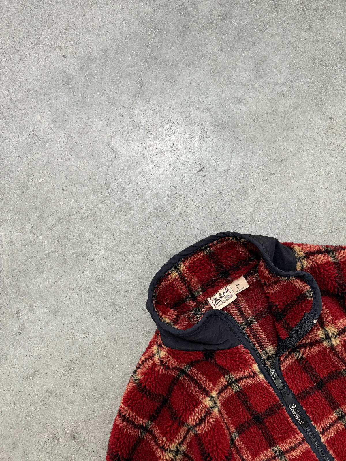 WOOLRICH PLAID DEEP PILE ZIP UP FLEECE - 2000S