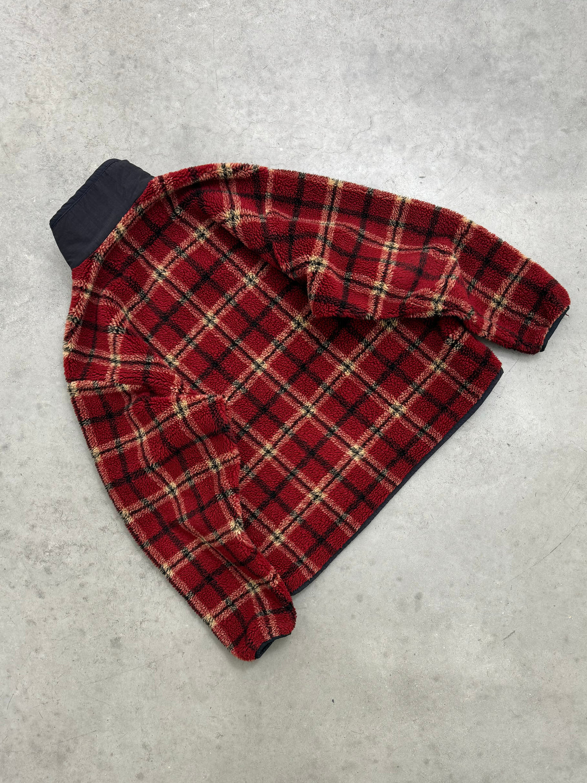 WOOLRICH PLAID DEEP PILE ZIP UP FLEECE - 2000S