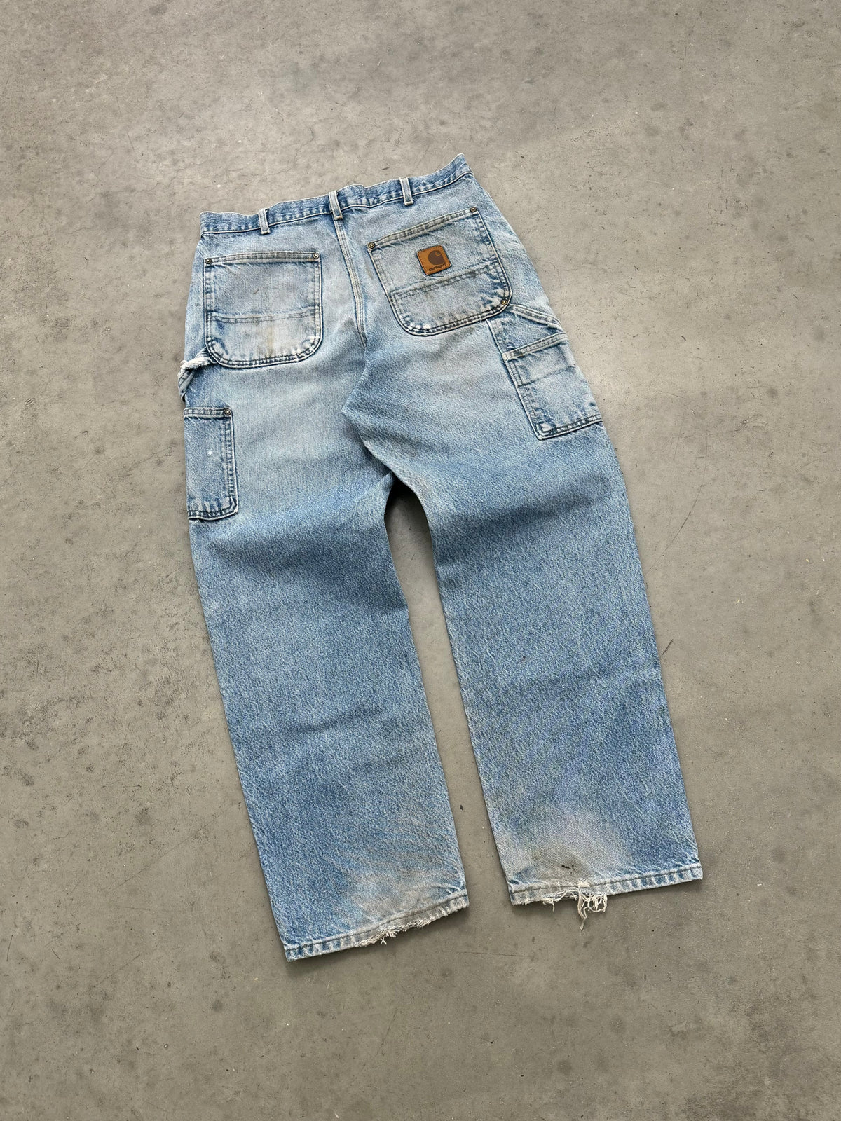 FADED AND DISTRESSED CARHARTT DOUBLE KNEE JEANS - 1990S