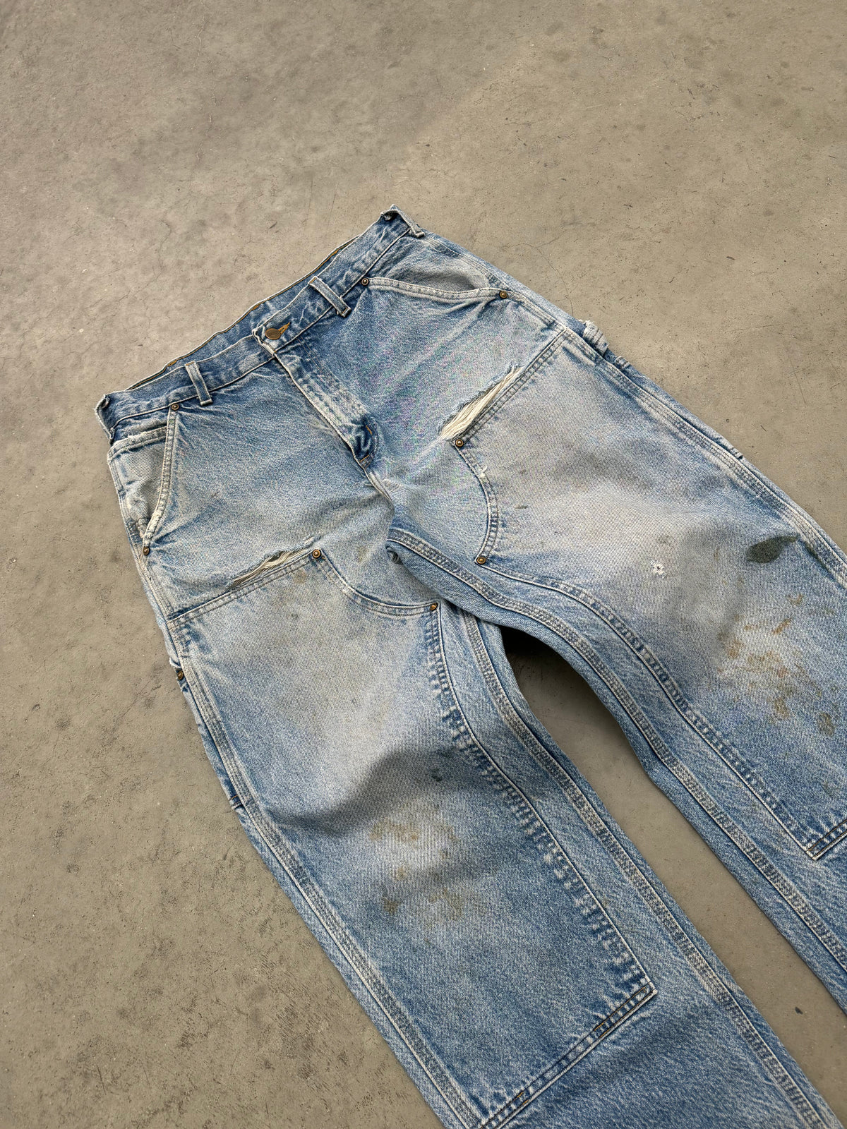 FADED AND DISTRESSED CARHARTT DOUBLE KNEE JEANS - 1990S