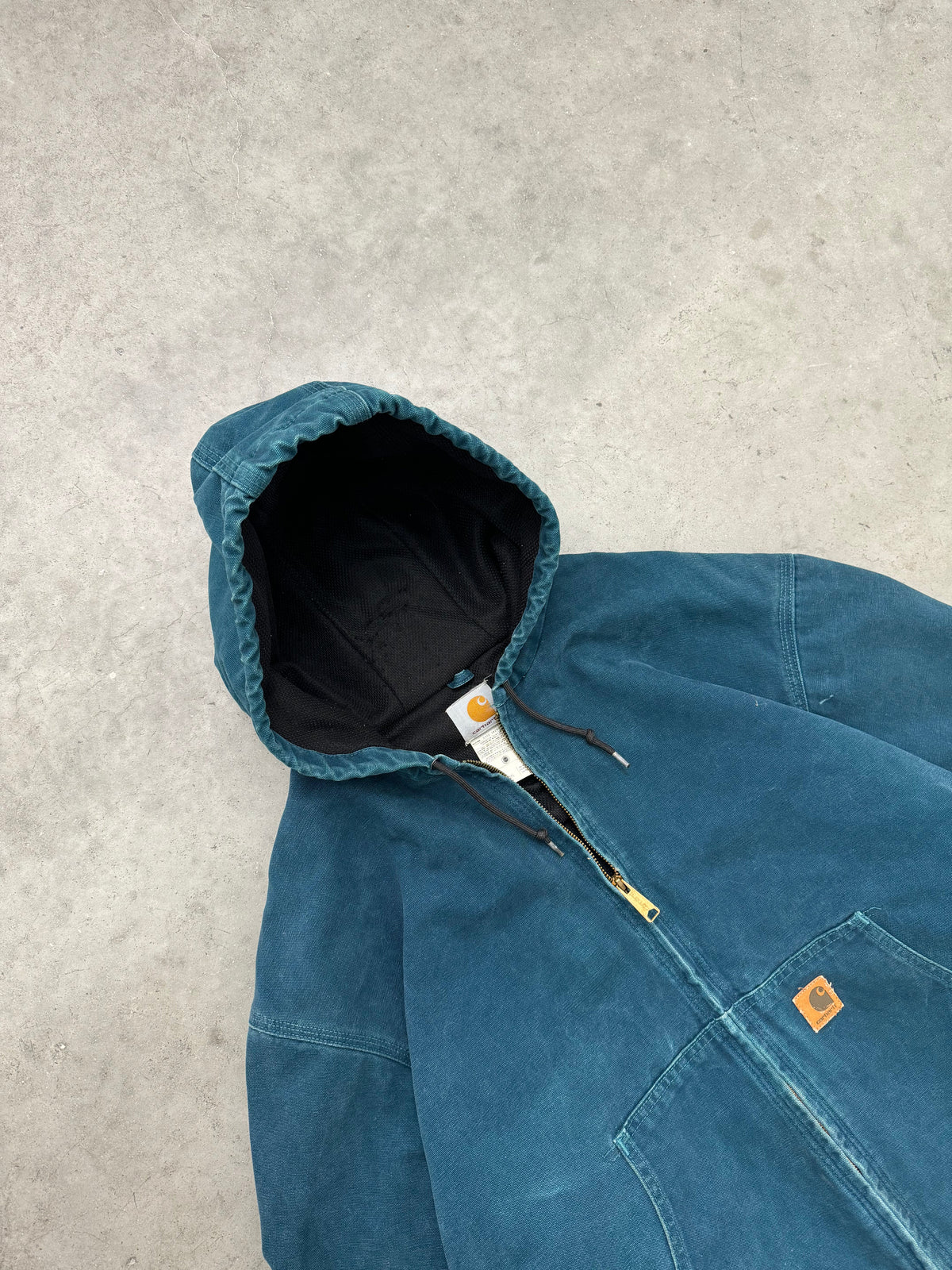 FADED OCEAN BLUE CARHARTT ZIP UP JACKET - 1990S