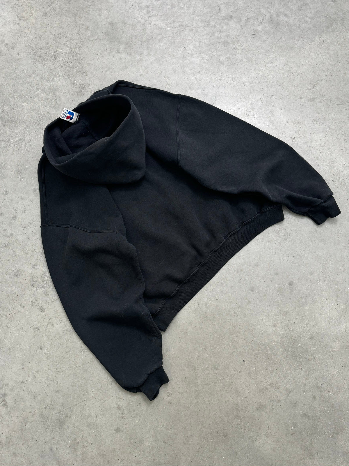 FADED BLACK RUSSELL HOODIE - 1990S