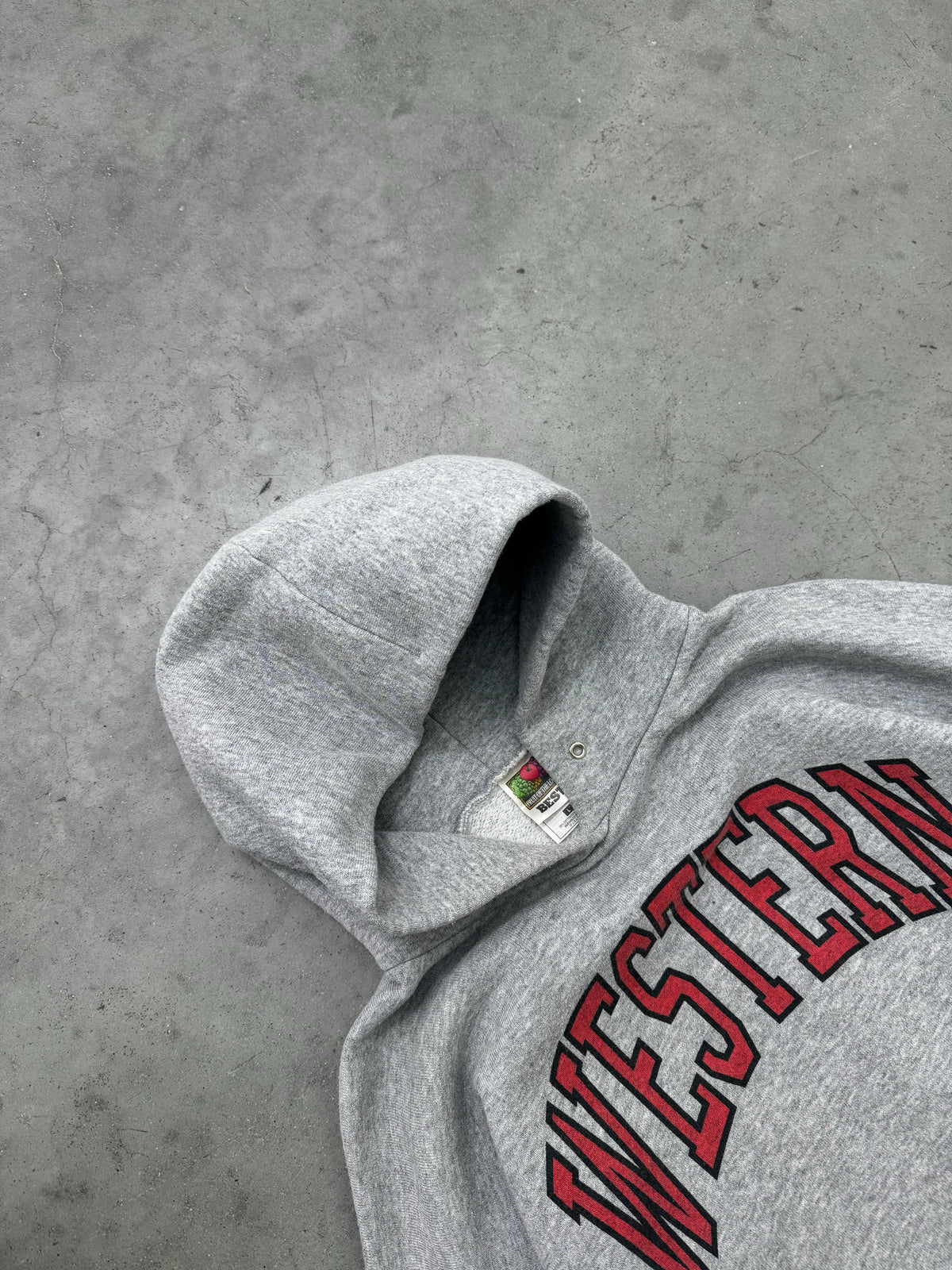 HEATHER GREY "WESTERN" HOODIE - 1990S