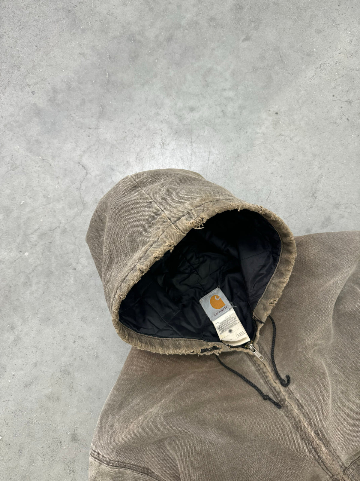 FADED "MUD" BROWN CARHARTT ZIP-UP JACKET - 1990S