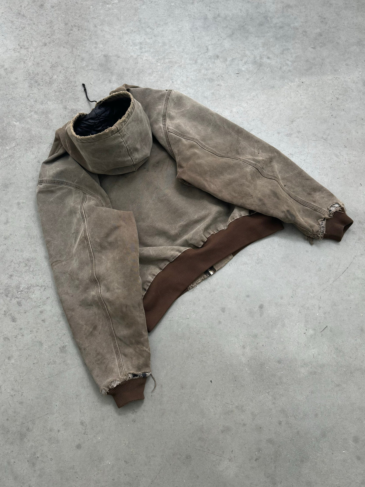 FADED "MUD" BROWN CARHARTT ZIP-UP JACKET - 1990S