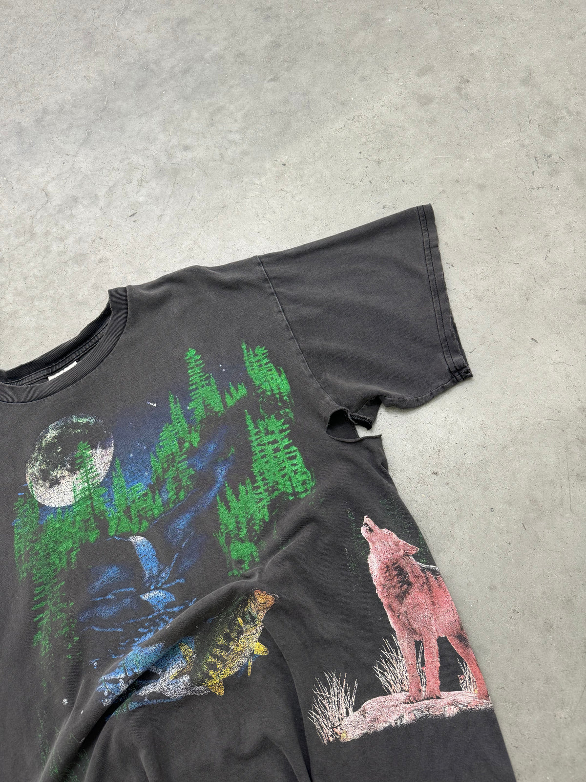 FADED BLACK & DISTRESSED NATURE TEE - 1990S