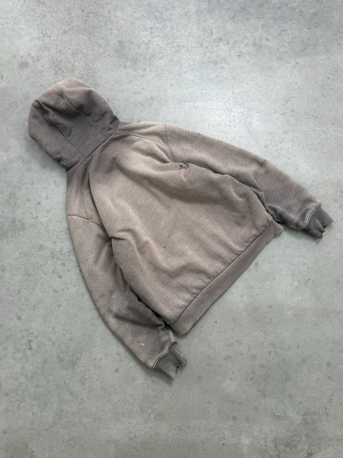 SUN FADED CEMENT INSULATED UTILITY ZIP-UP HOODIE - 2000S