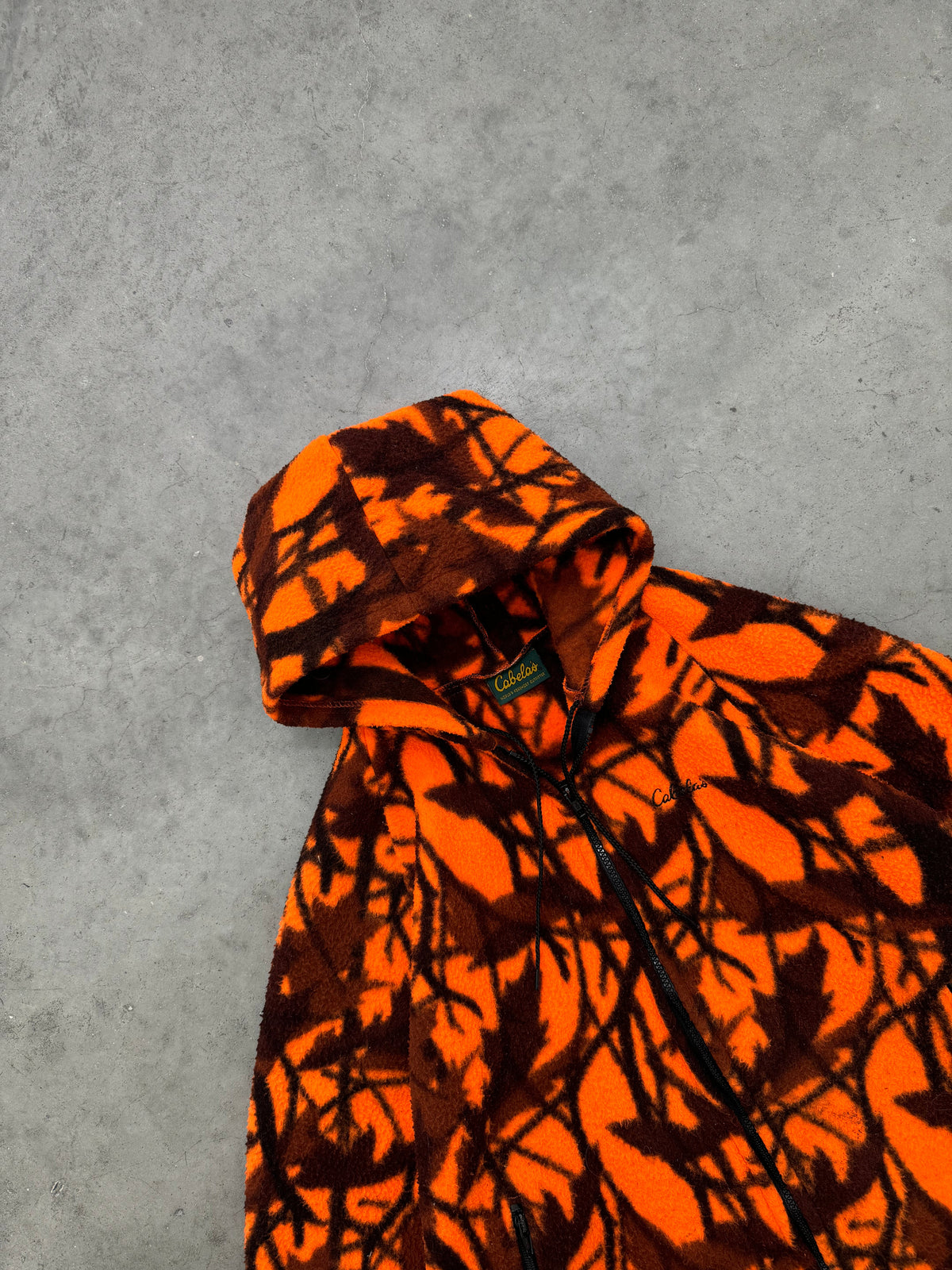 FADED ORANGE CAMO ZIP UP FLEECE - 1990S