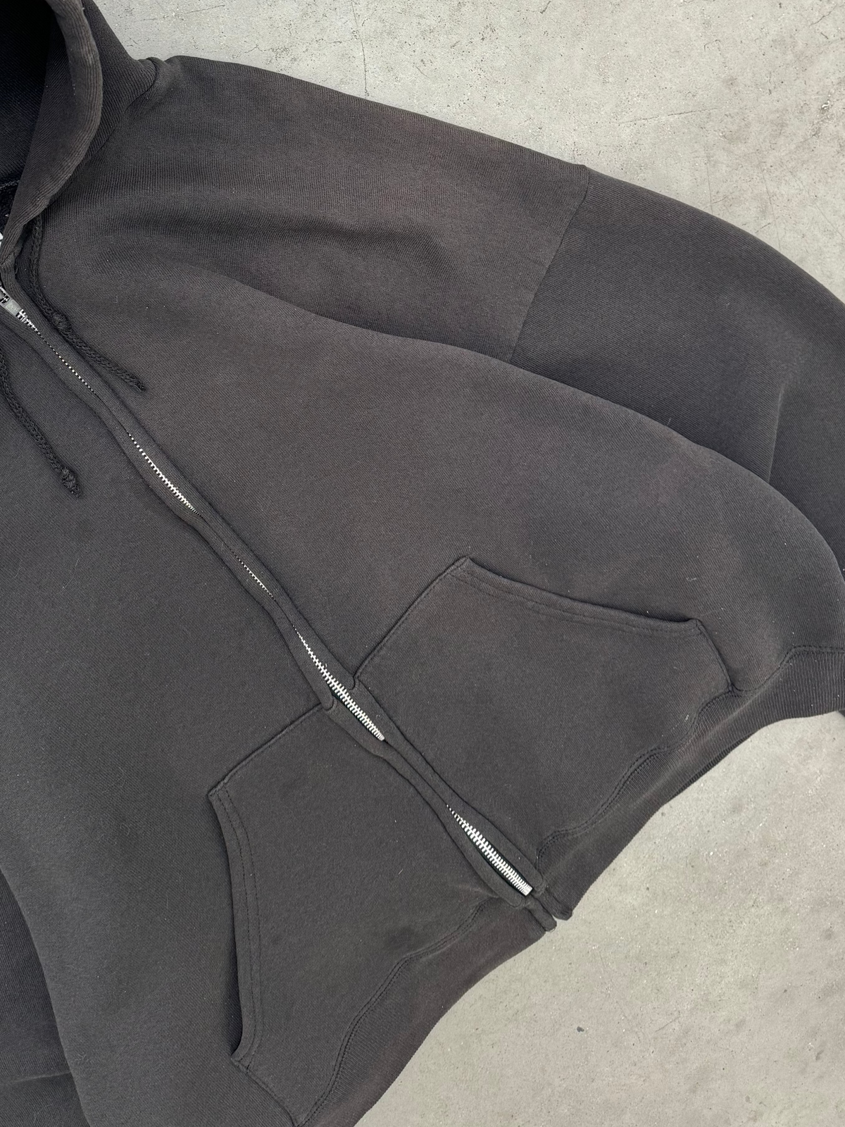 FADED BLACK LEE ZIP UP HOODIE - 1990S
