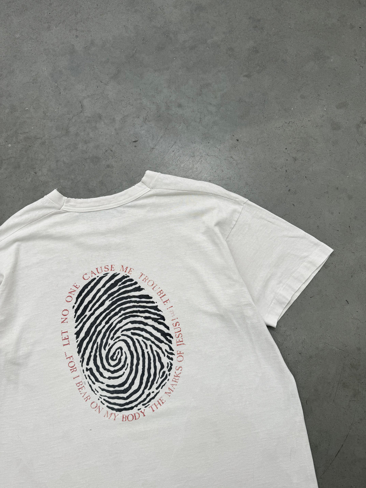 FADED WHITE "HAND MADE BY GOD" TEE - 1990S
