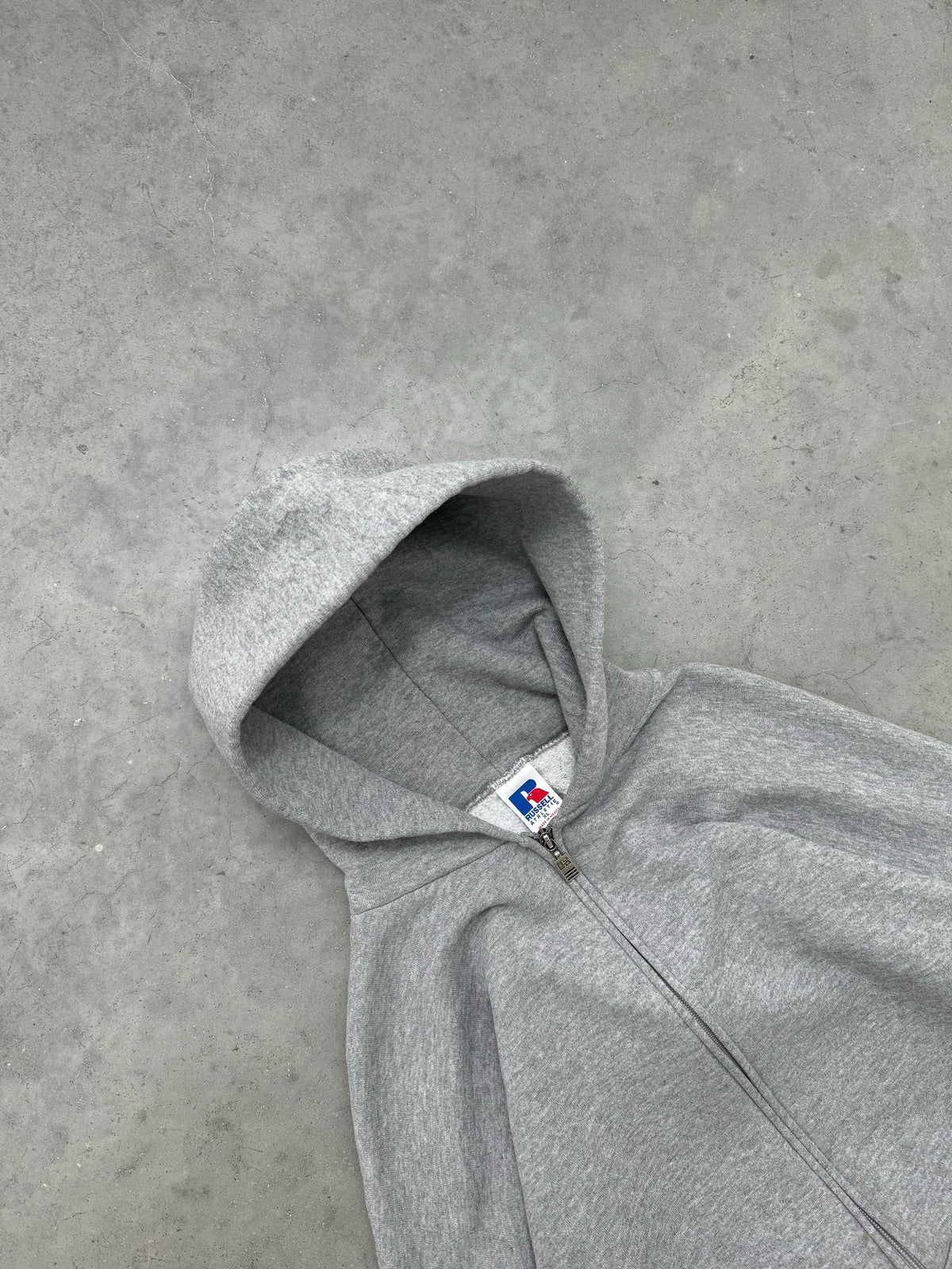HEATHER GREY RUSSELL ZIP-UP HOODIE - 1990S
