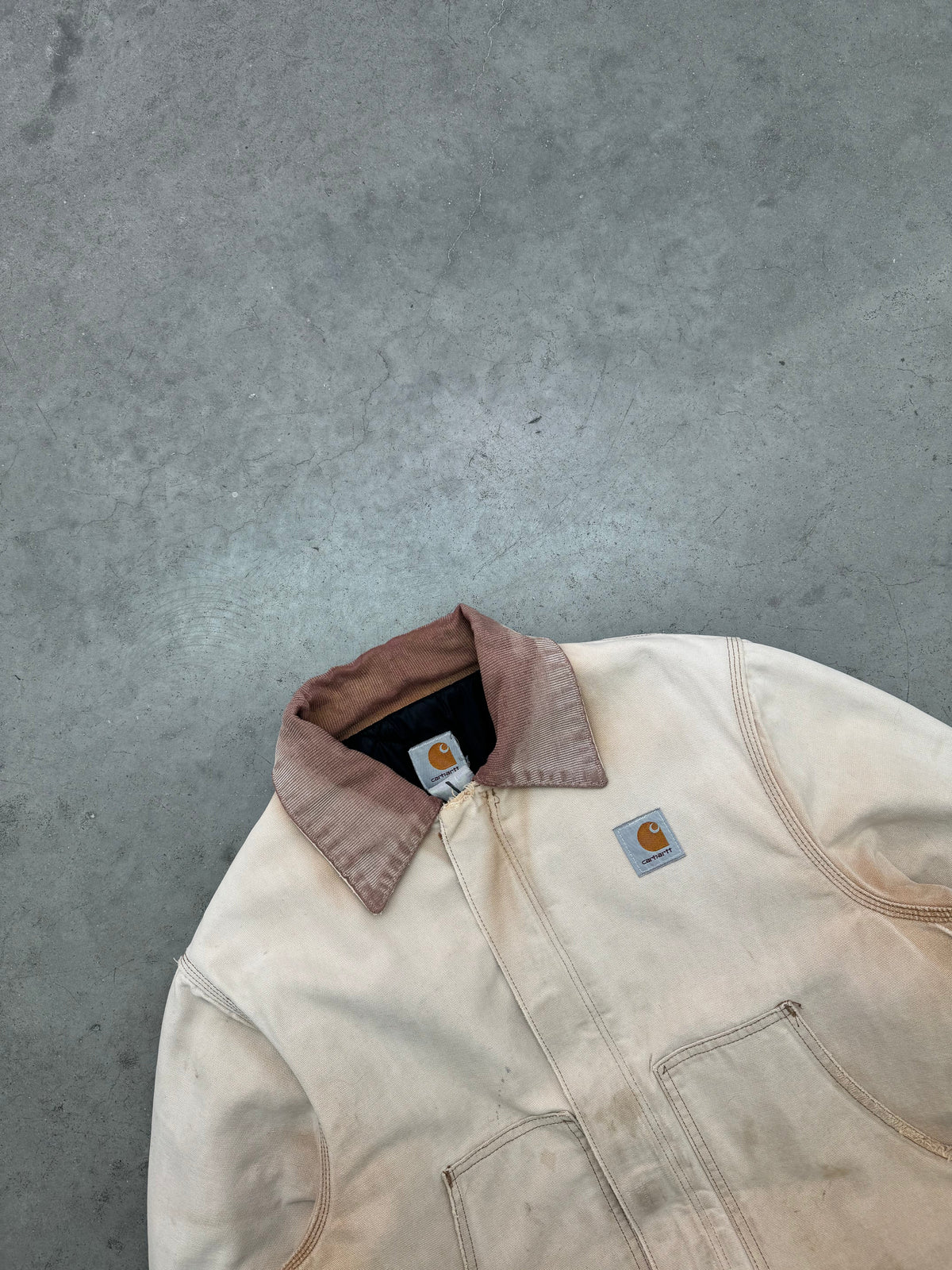 FADED BEIGE & DISTRESSED CARHARTT ARCTIC JACKET -1990S
