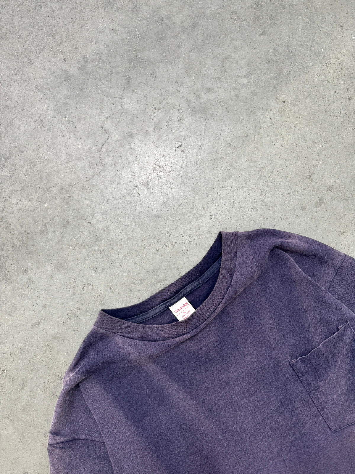 SUN FADED INDIGO LONG SLEEVE TEE - 1990S